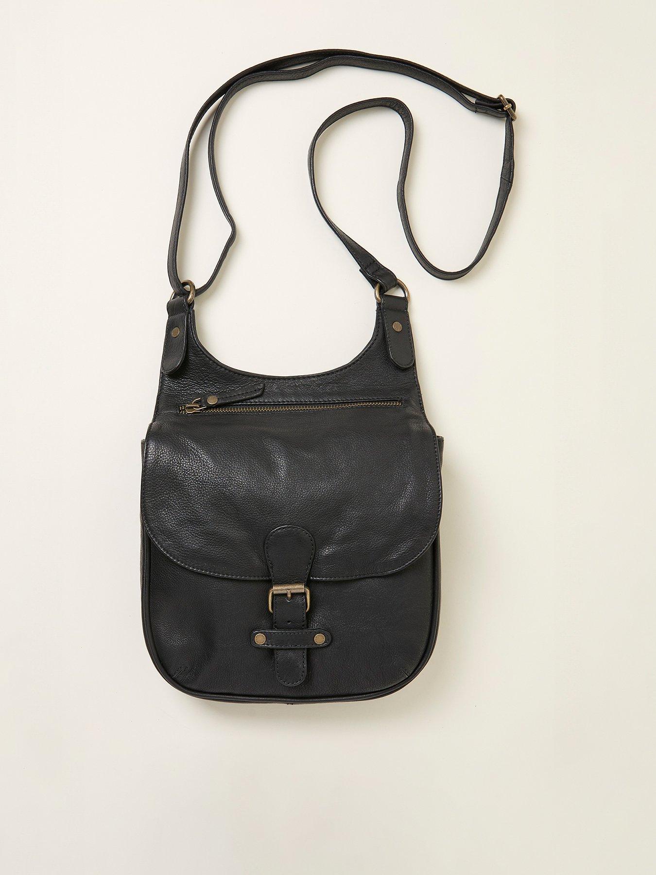 undefined Anna Black Oiled Crossbody Bag - Black
