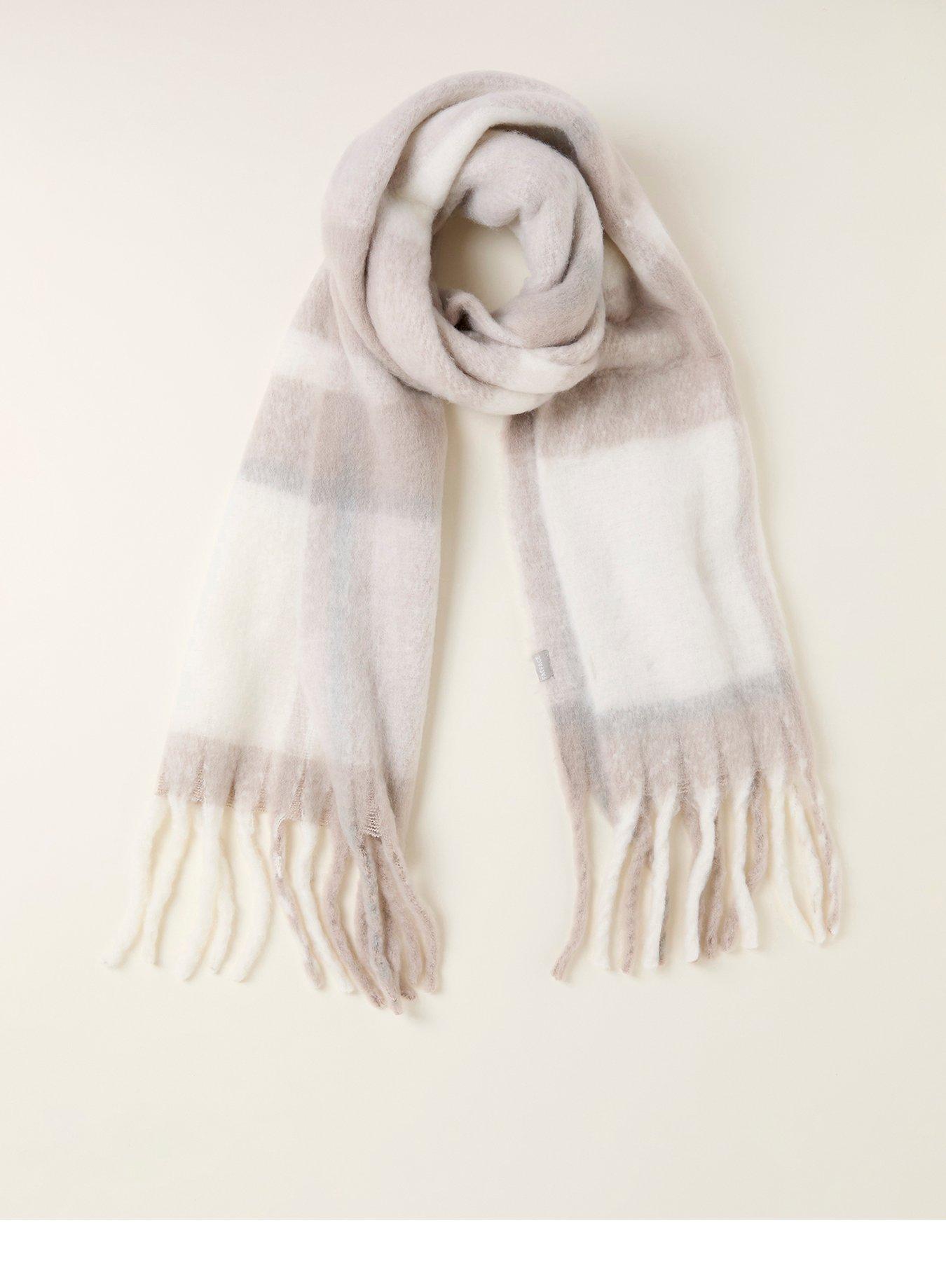 FatFace Evie Check Scarf - White