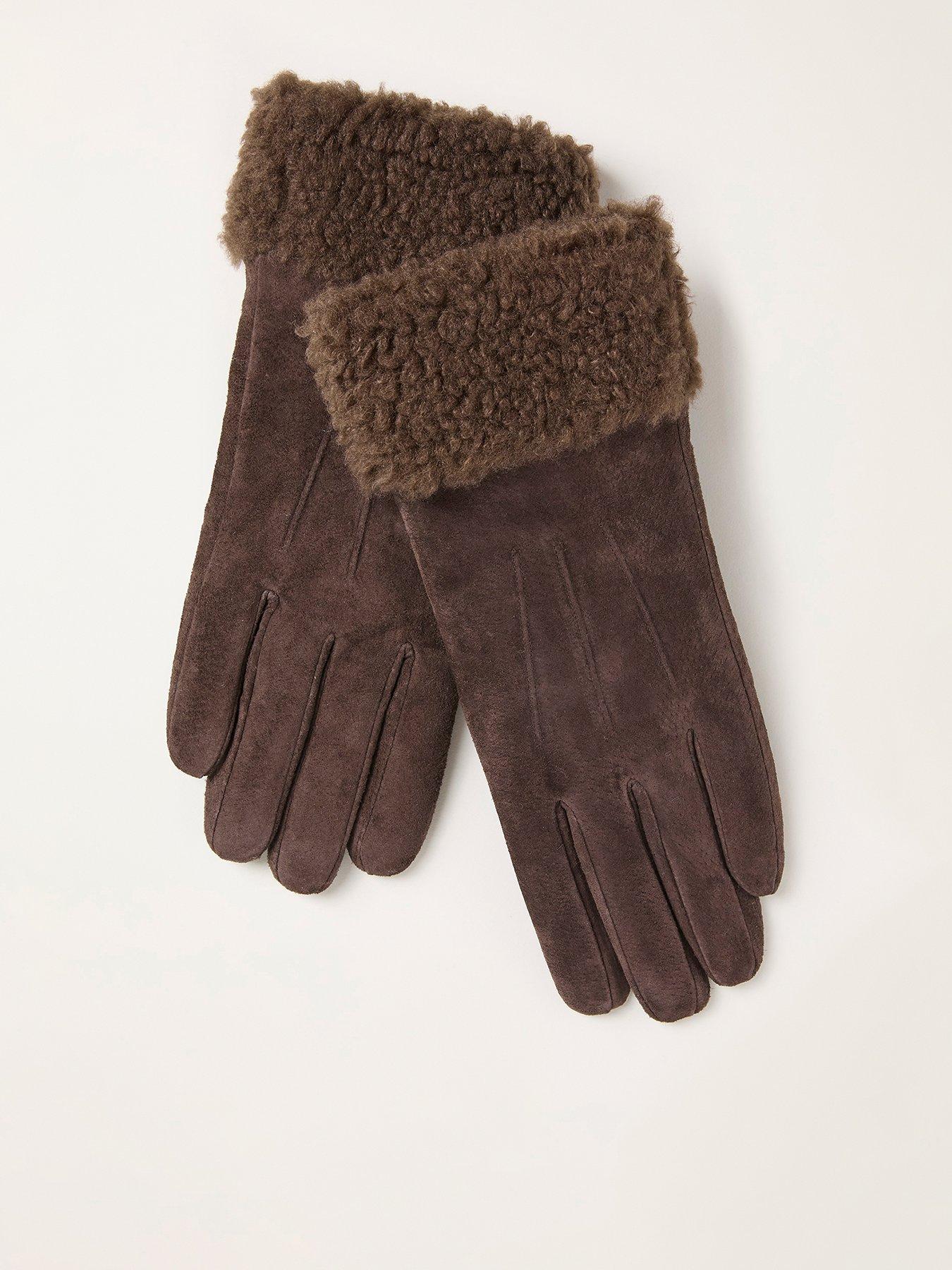 Image 1 of 2 of FatFace Suede Gloves - Chocolate Brown