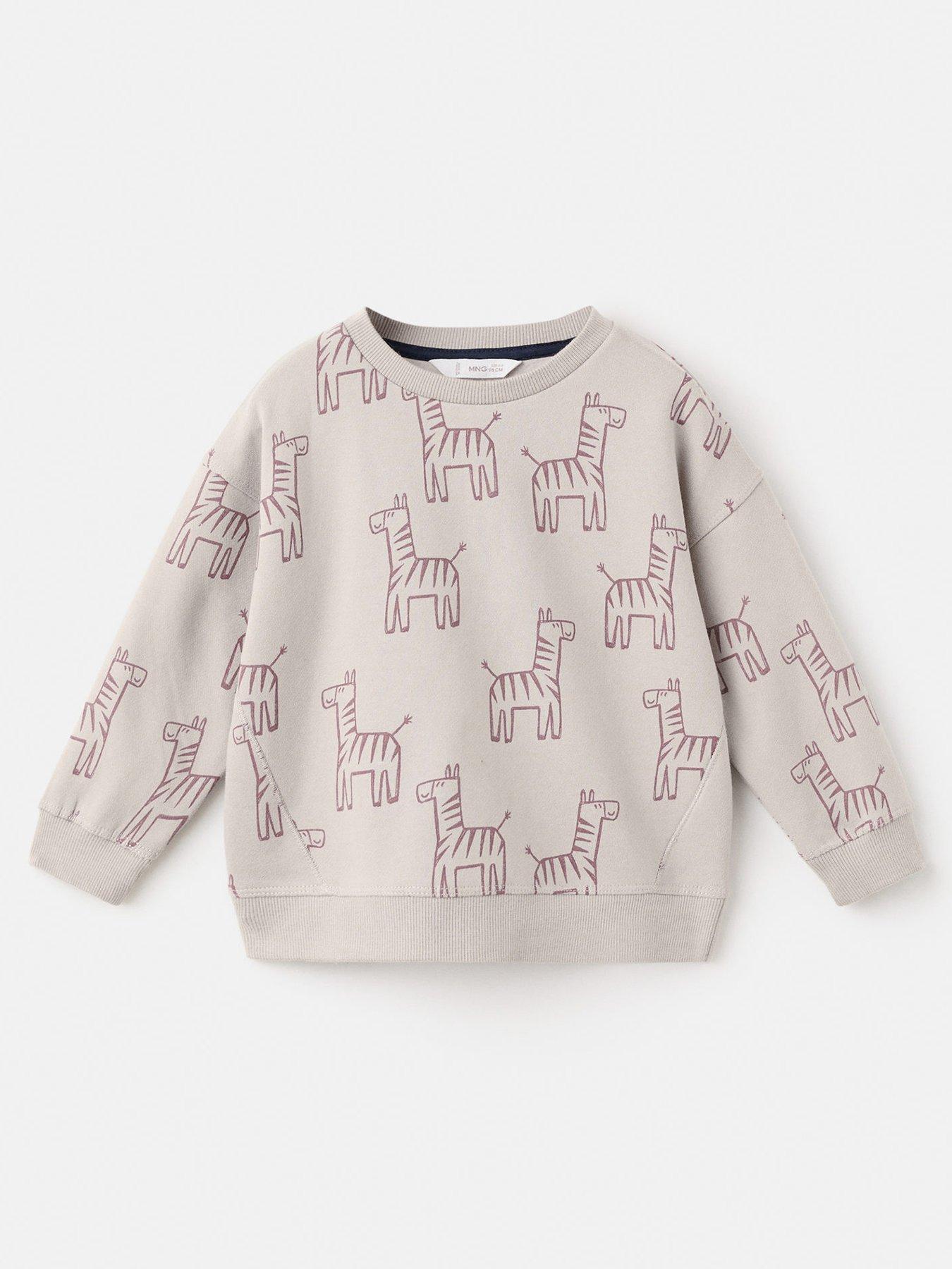 Mango Younger Boys Giraffe Print Co-Ord Sweatshirt - Beige