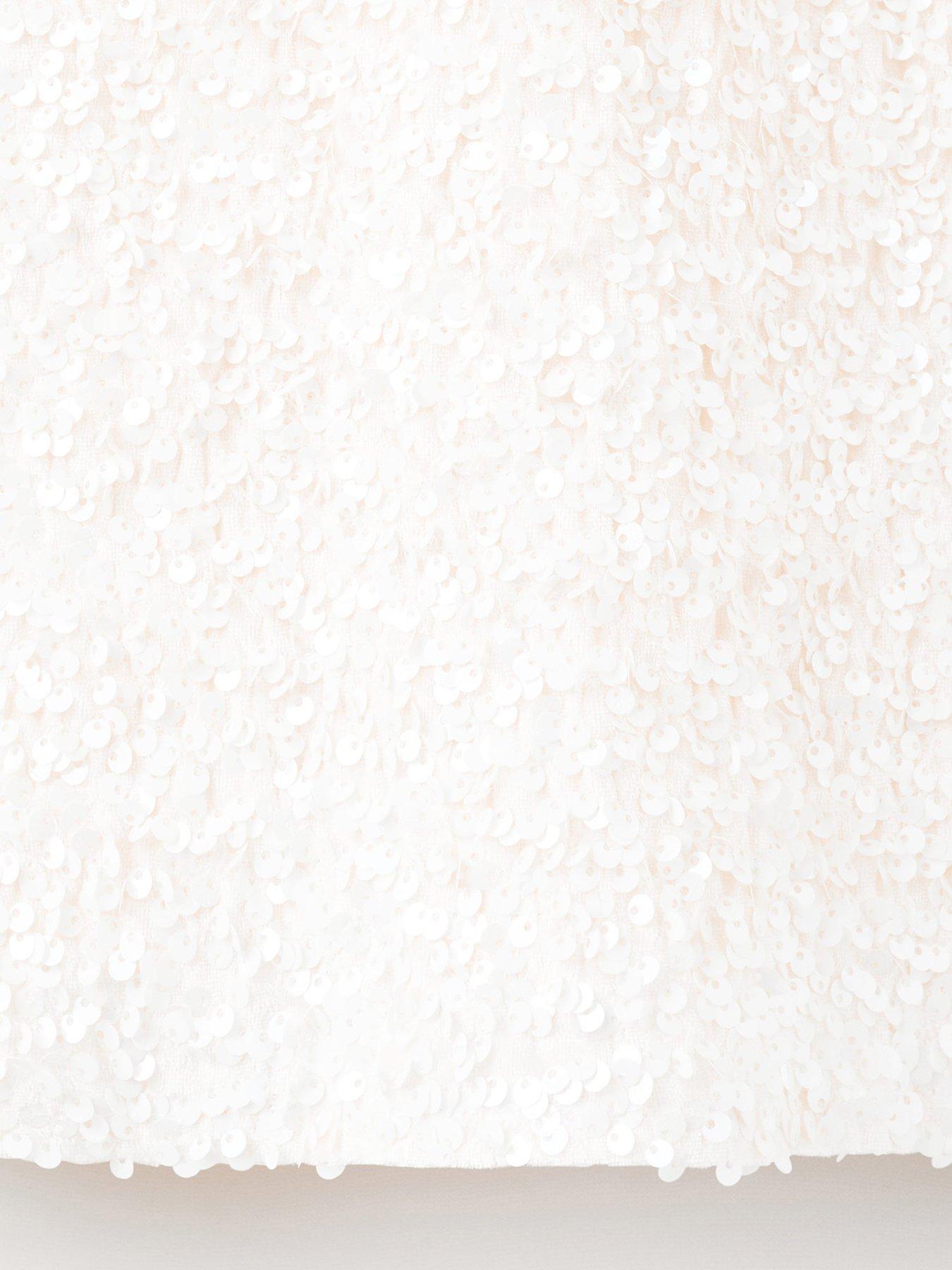  image of mango-girls-sequin-short-sleeve-dress-light-cream