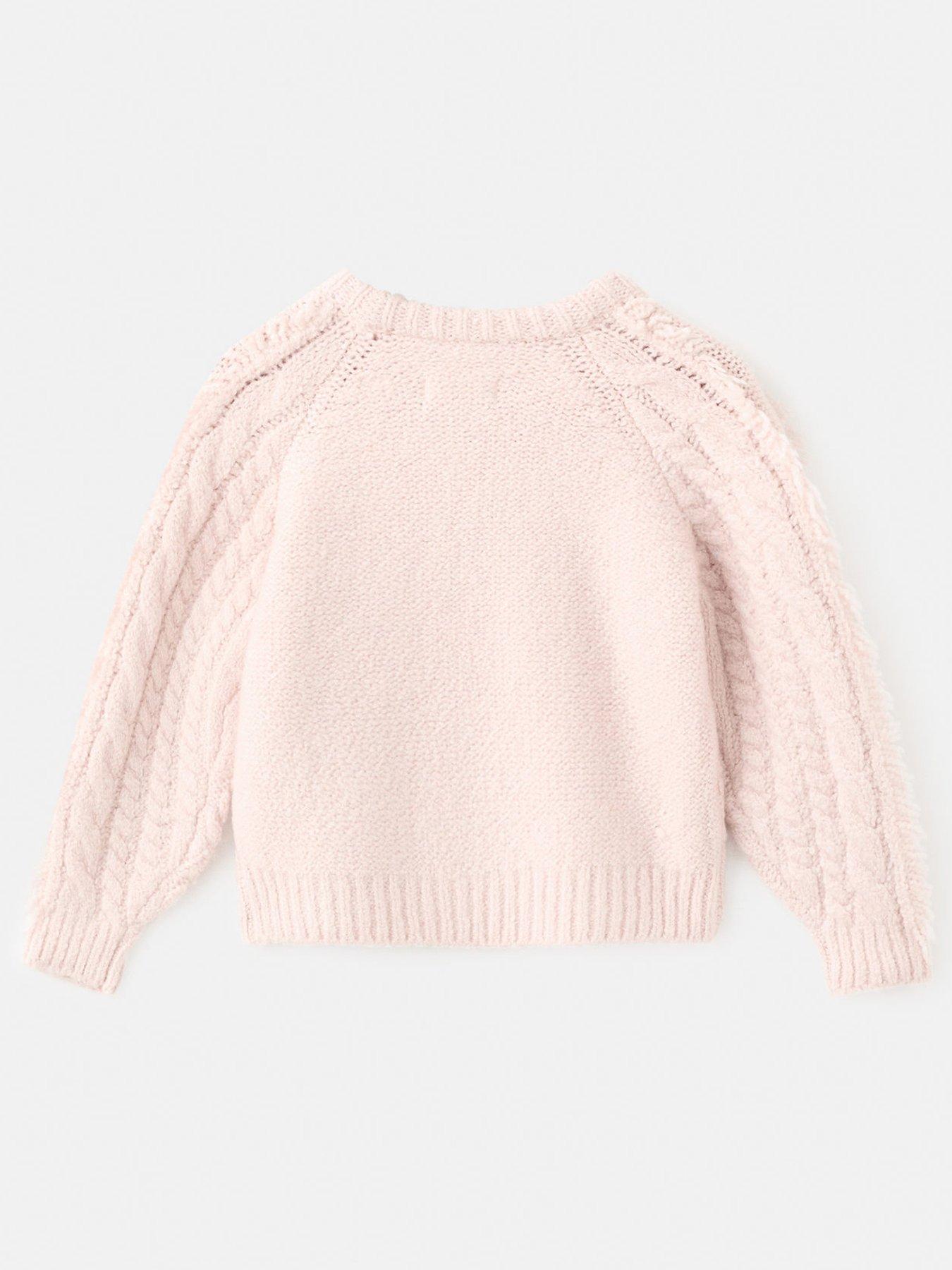 back image of mango-younger-girls-fringe-knitted-jumper-pink