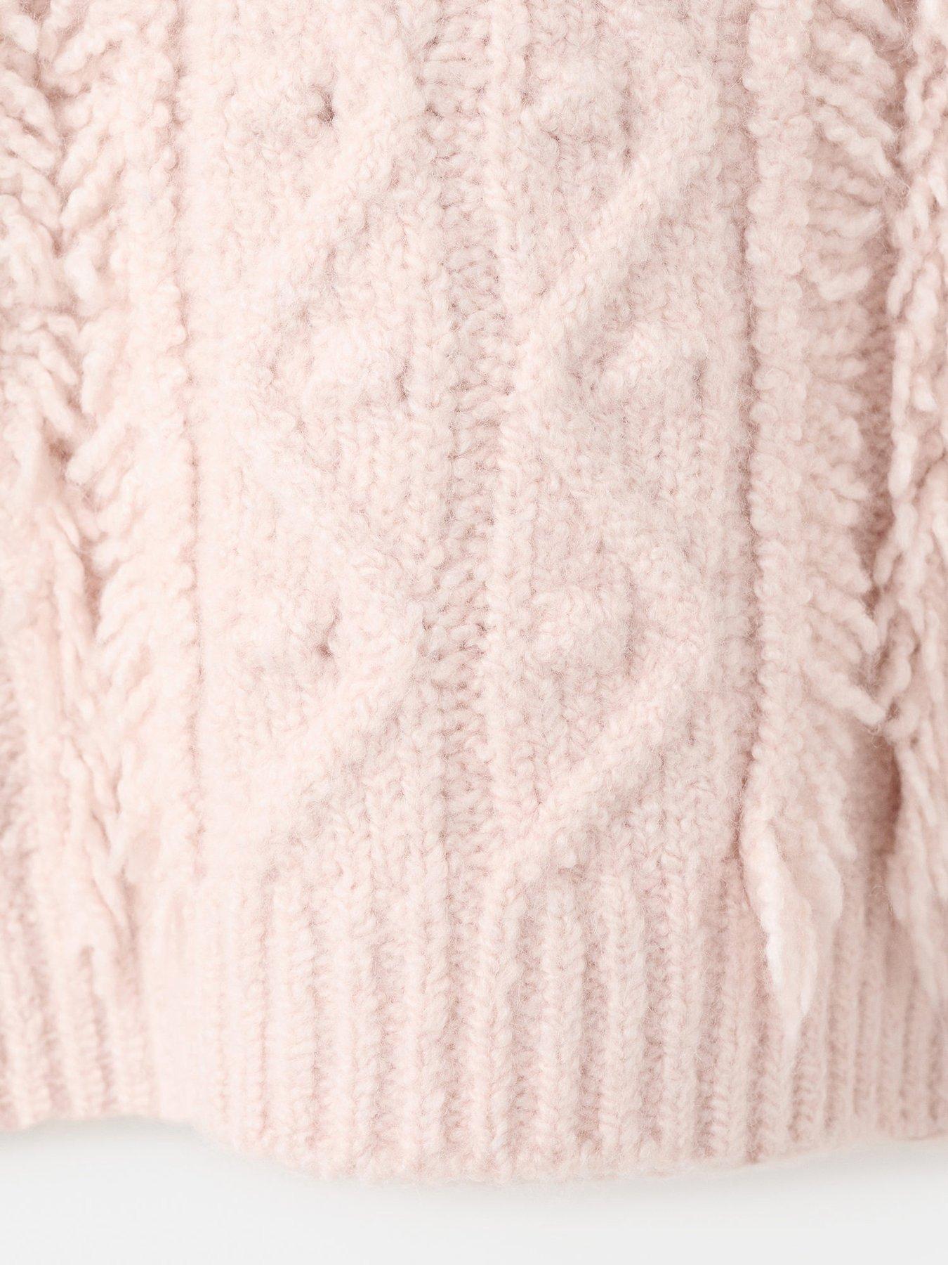  image of mango-younger-girls-fringe-knitted-jumper-pink