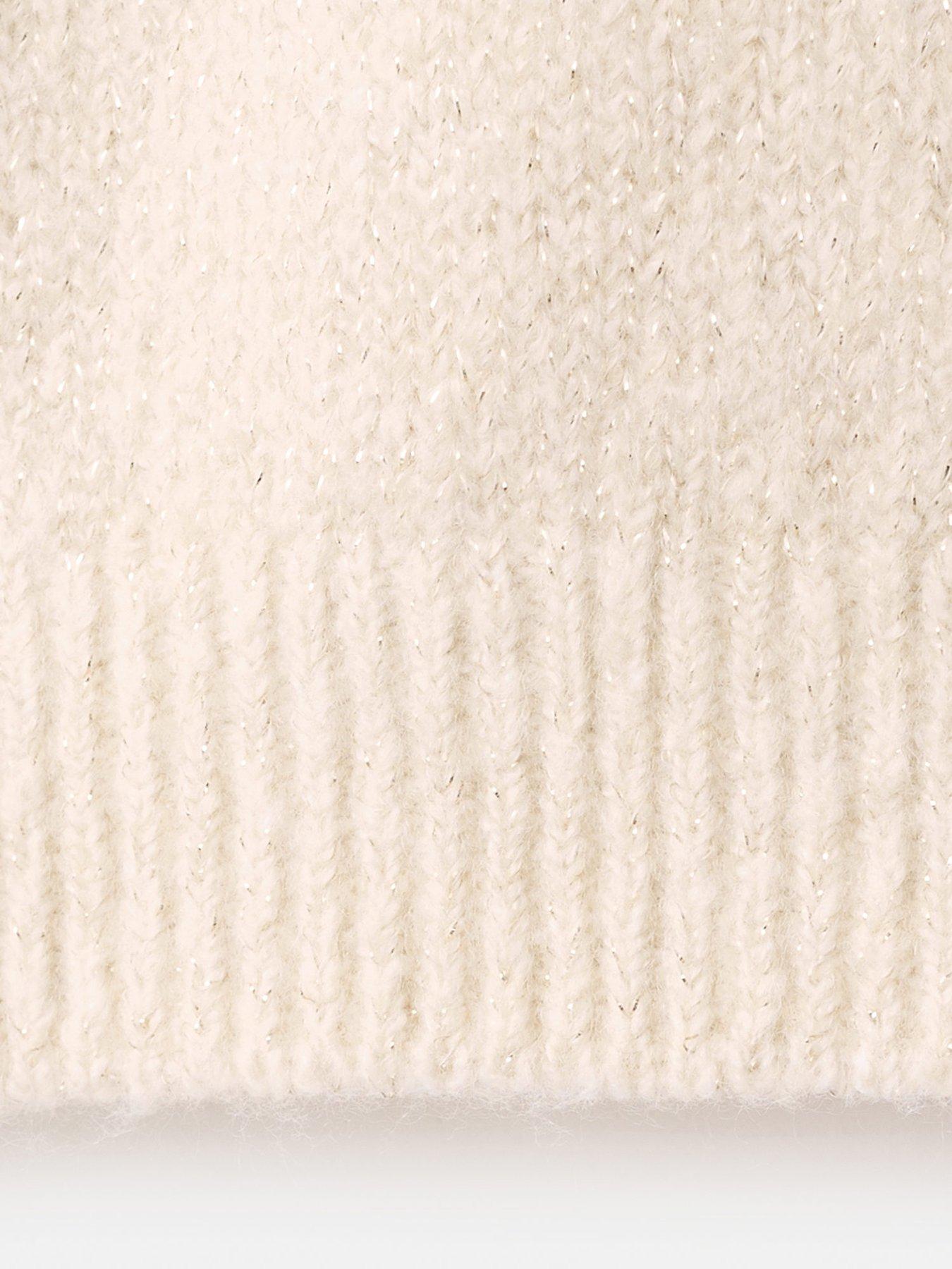  image of mango-girls-frill-sleeve-knitted-jumper-beige