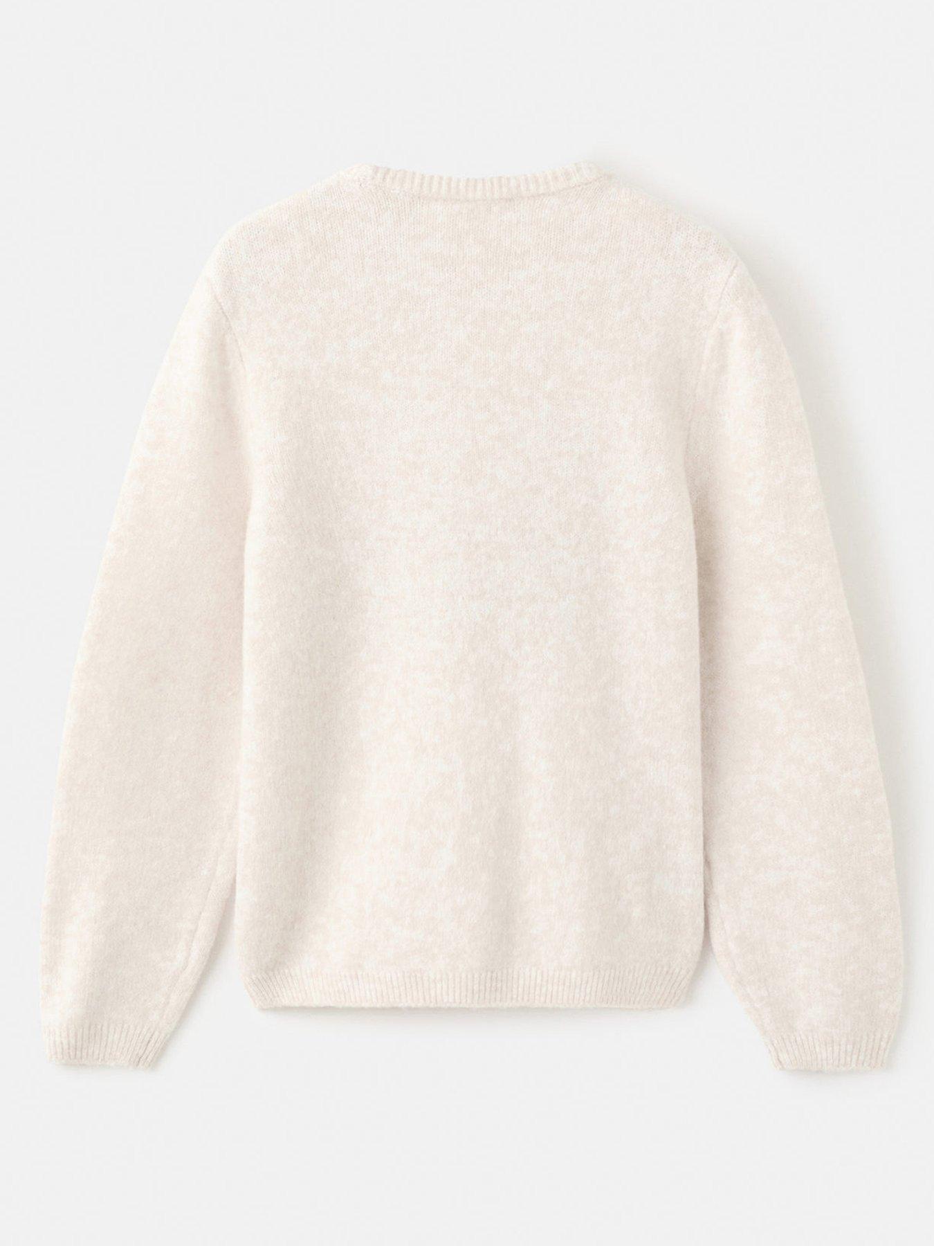 back image of mango-girls-mittens-knitted-jumper-beige