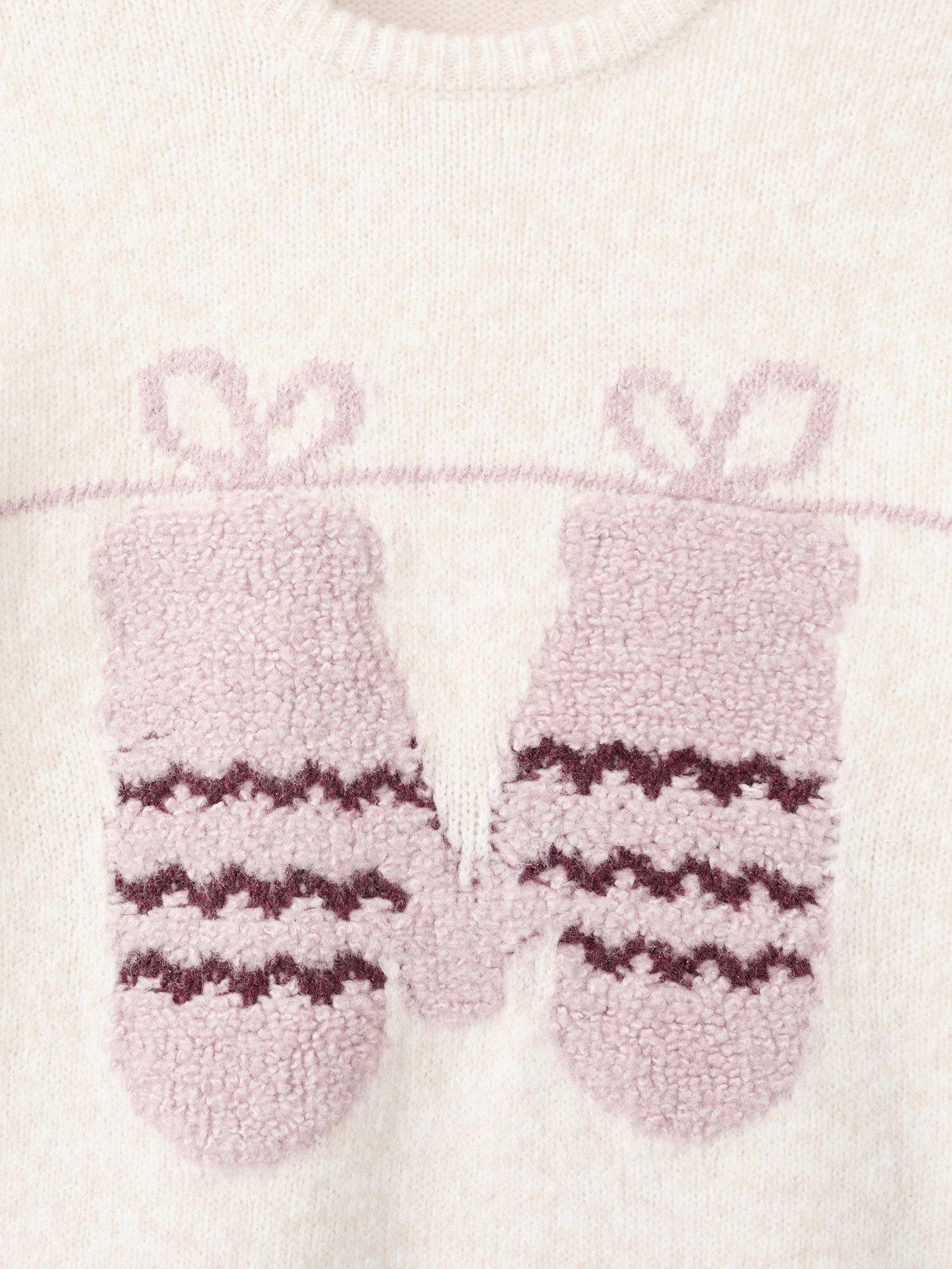  image of mango-girls-mittens-knitted-jumper-beige