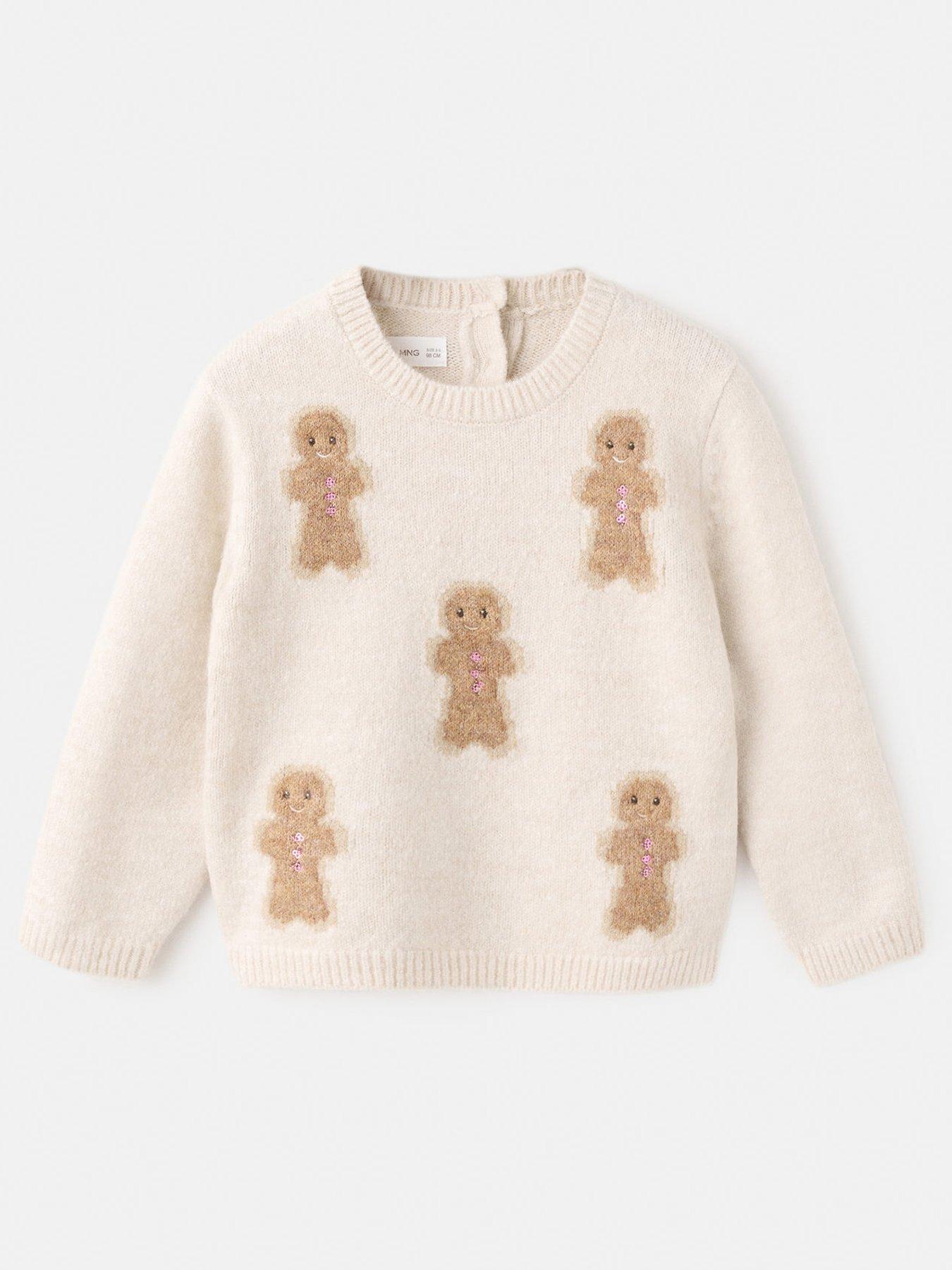  image of mango-younger-girls-gingerbread-man-knitted-jumper-beige