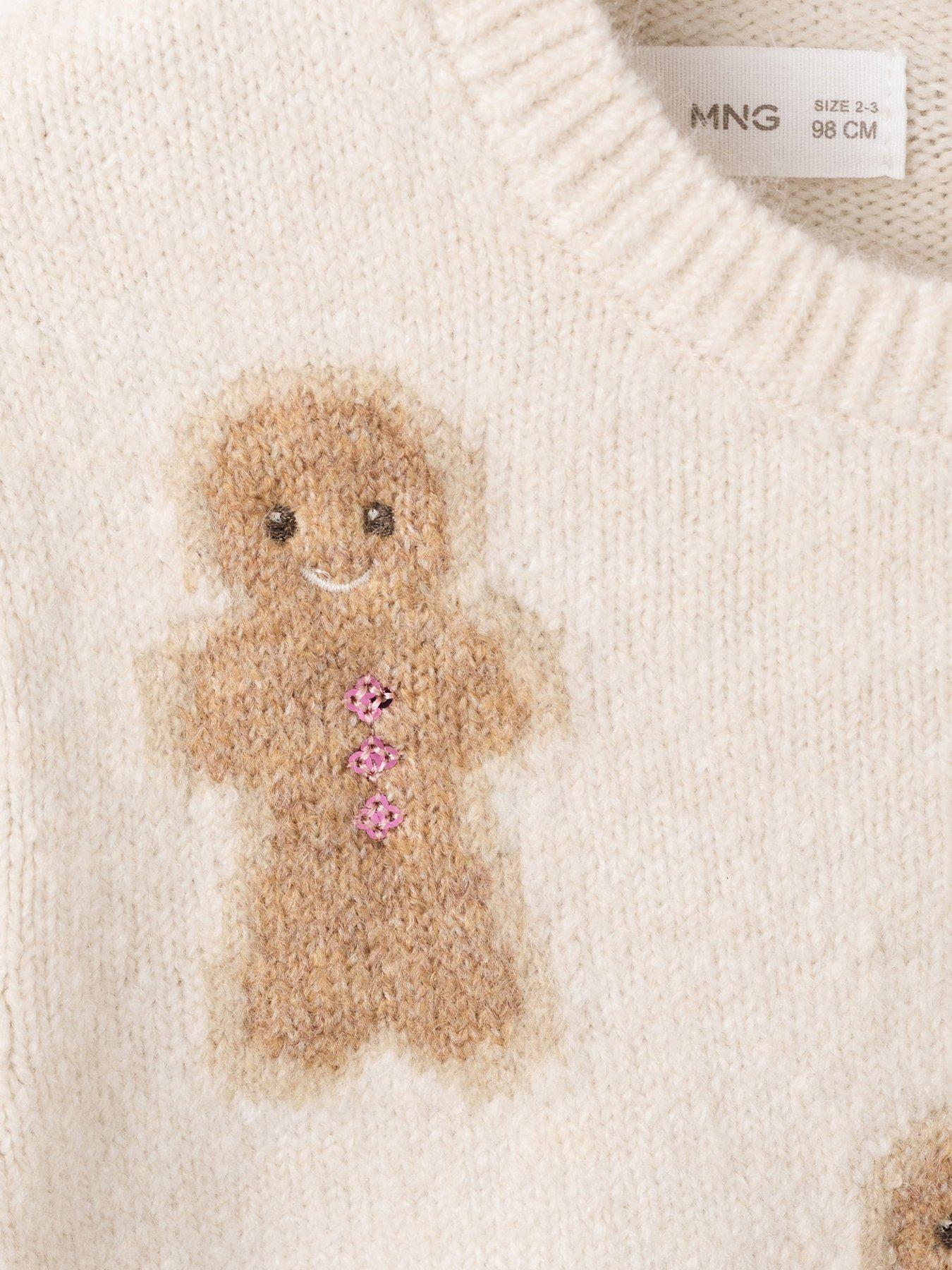  image of mango-younger-girls-gingerbread-man-knitted-jumper-beige