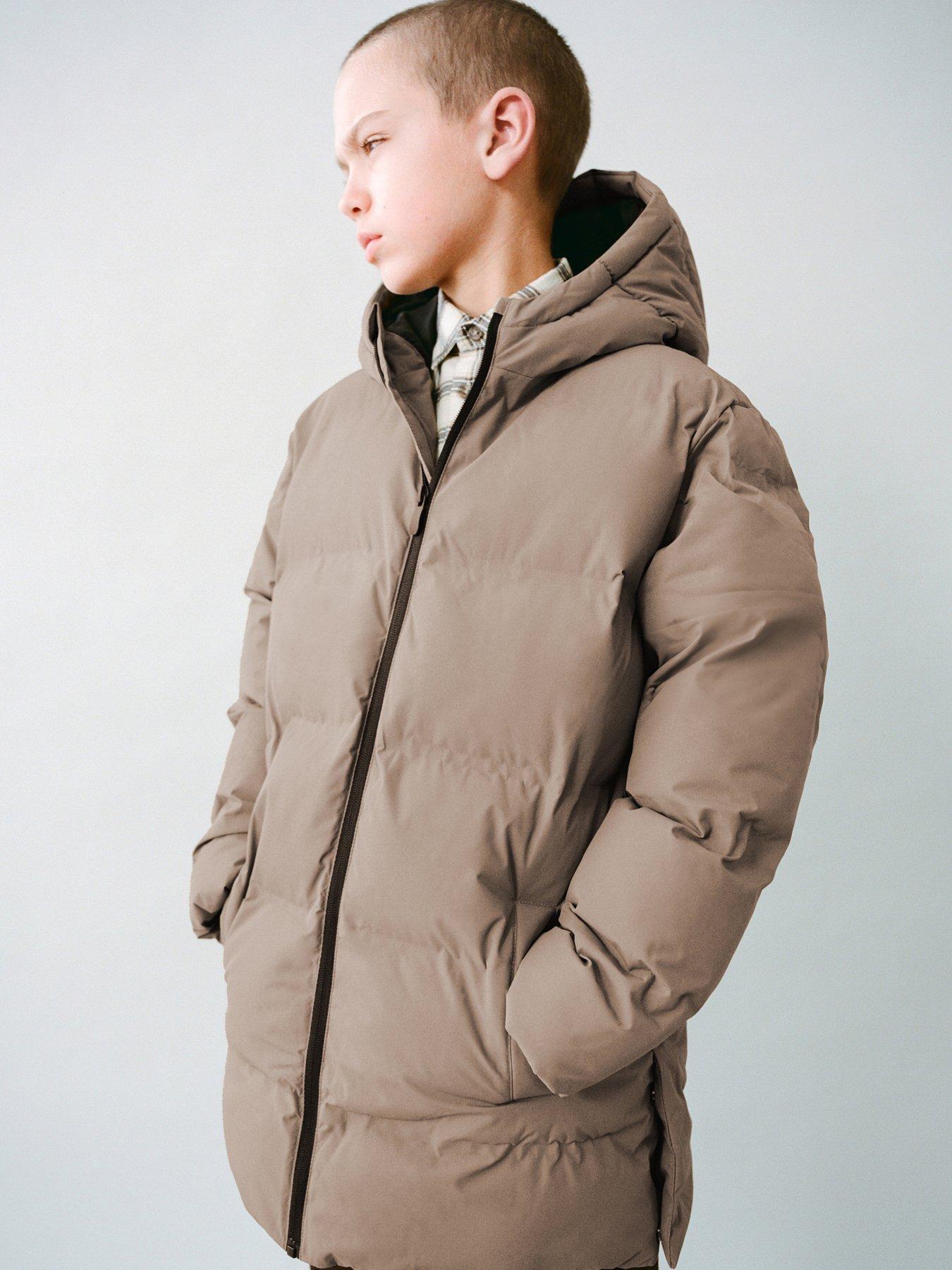 Mango Boys Longline Padded Coat - Brown