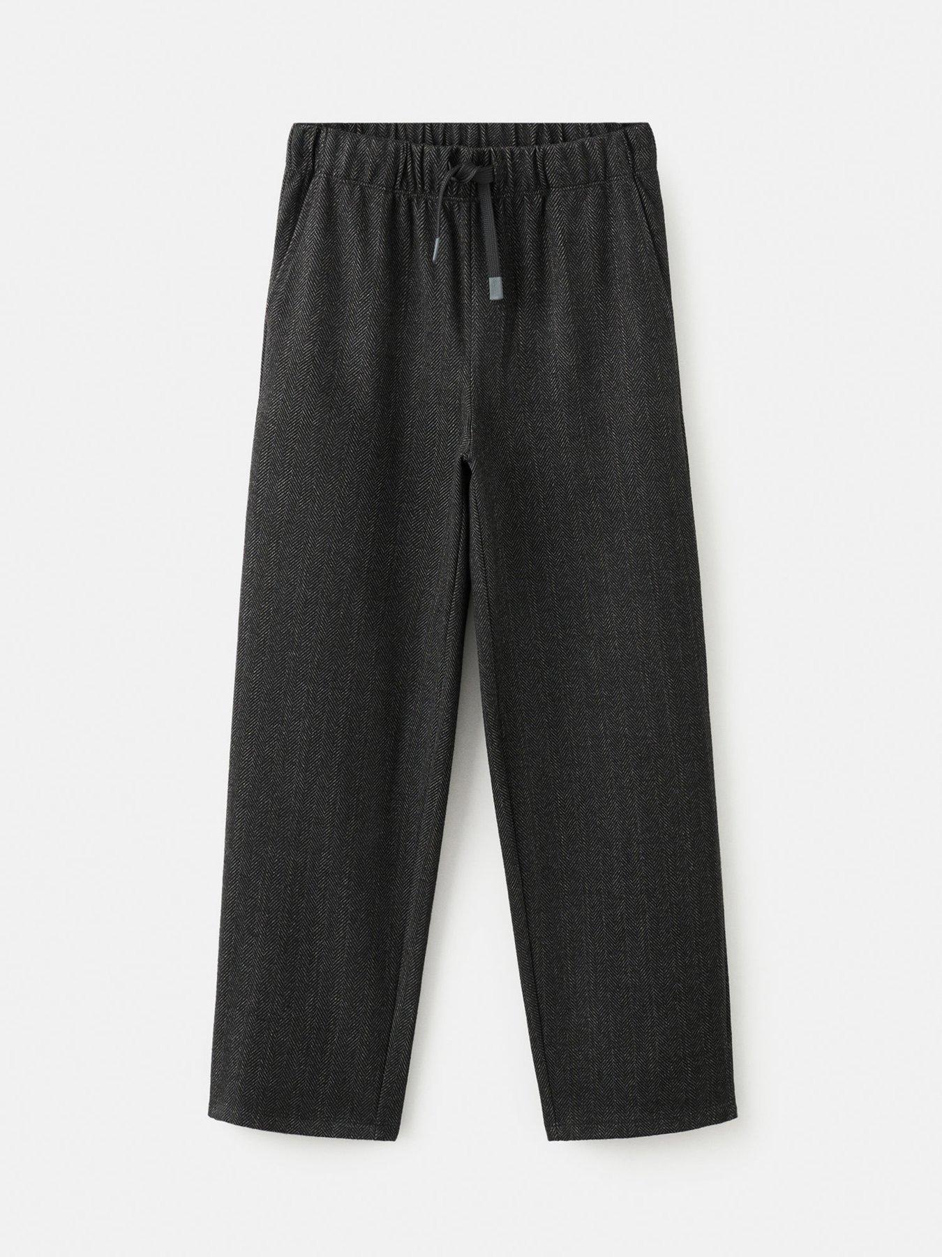 image of mango-boys-herringbone-straight-leg-trousers-dark-grey