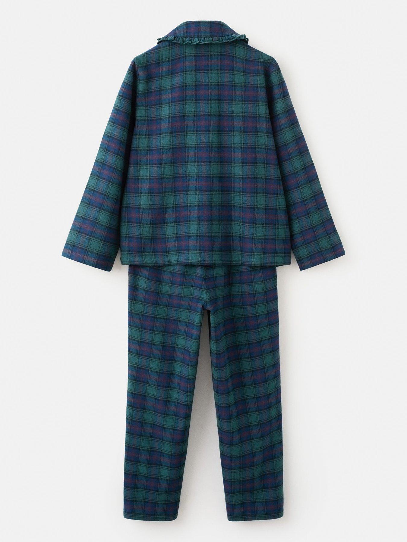 back image of mango-girls-tartan-pyjamas-green