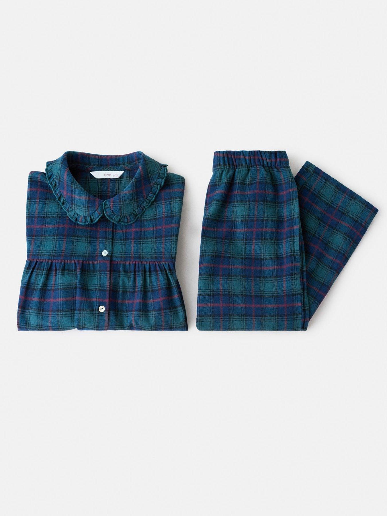  image of mango-girls-tartan-pyjamas-green