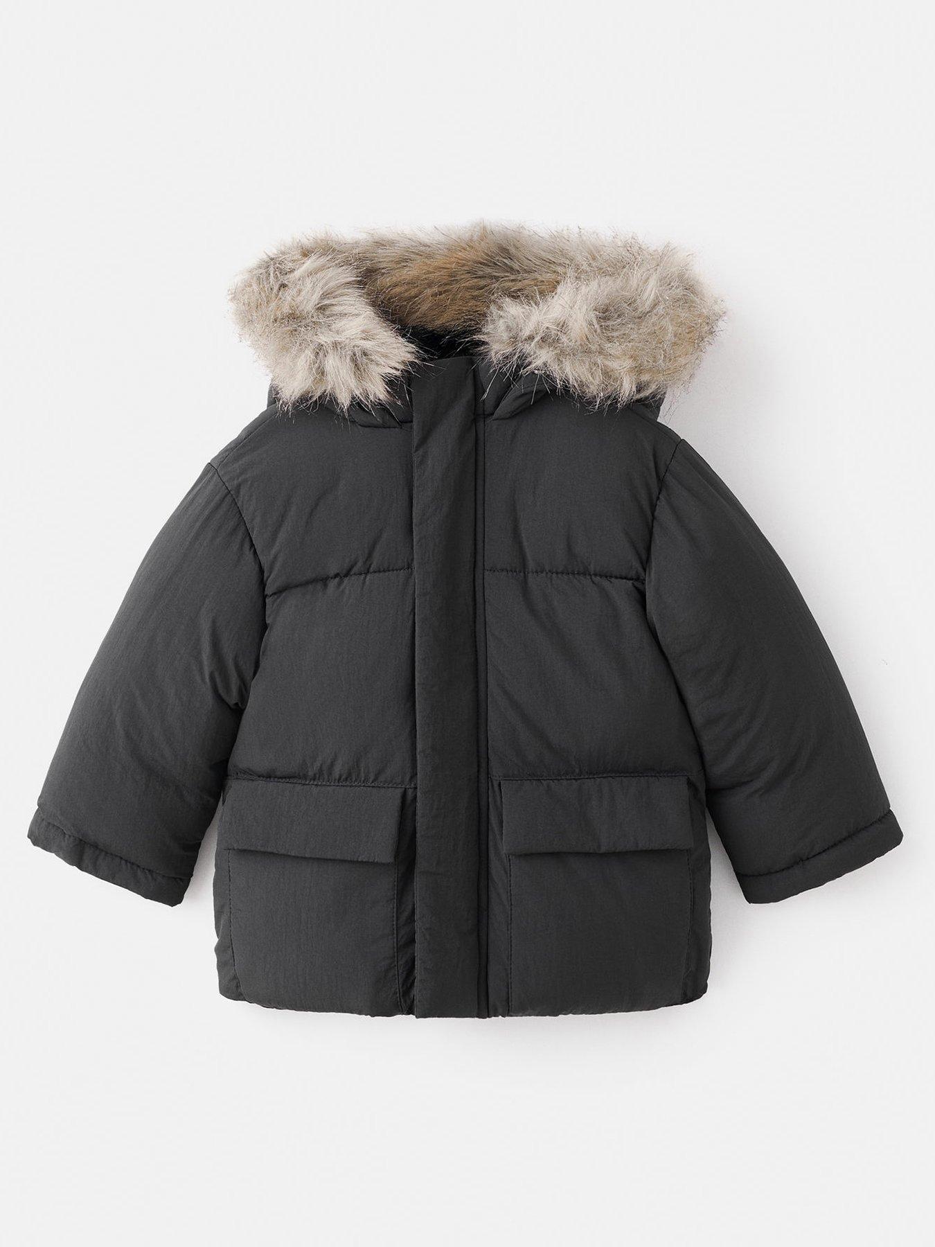 mango-younger-boys-faux-fur-trim-padded-coat-black