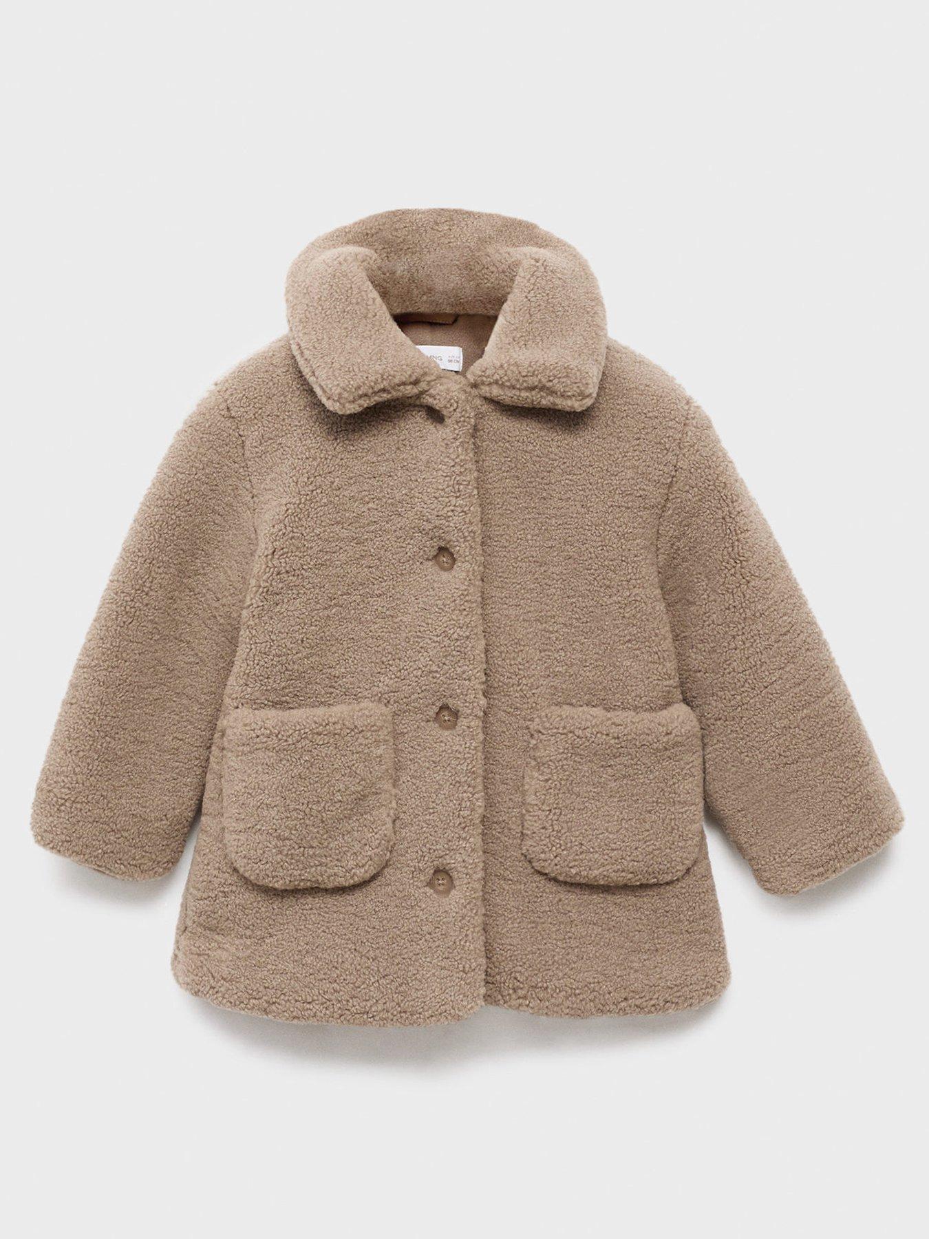 Mango Younger Girls Borg Coat - Grey