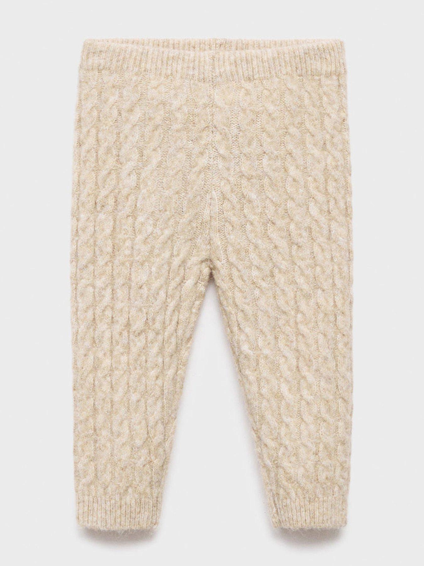 Mango Baby Unisex Cable Knitted Co-Ord Leggings - Beige