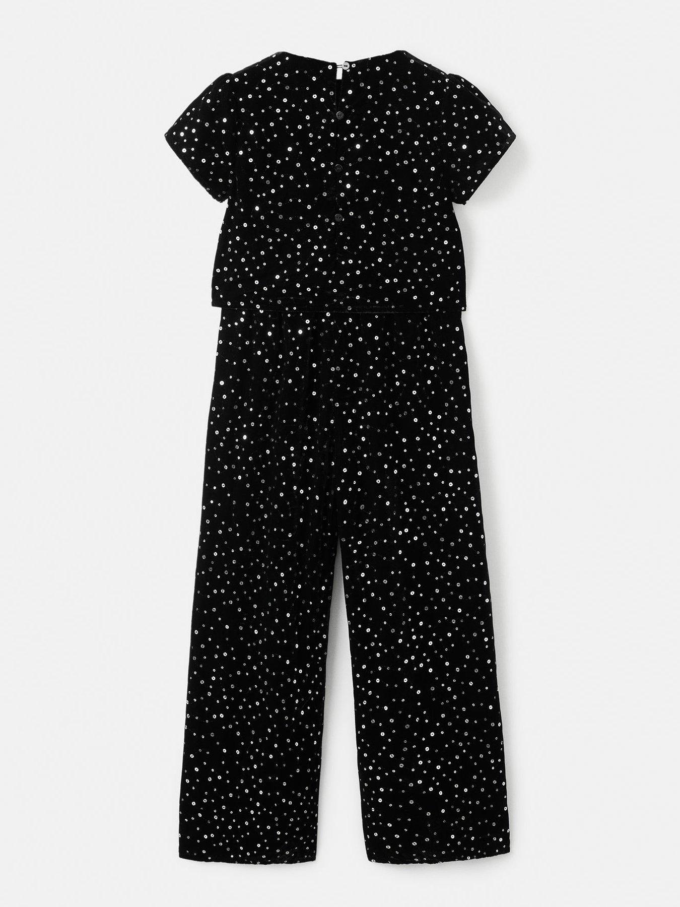 image of mango-girls-sequin-jumpsuit-black