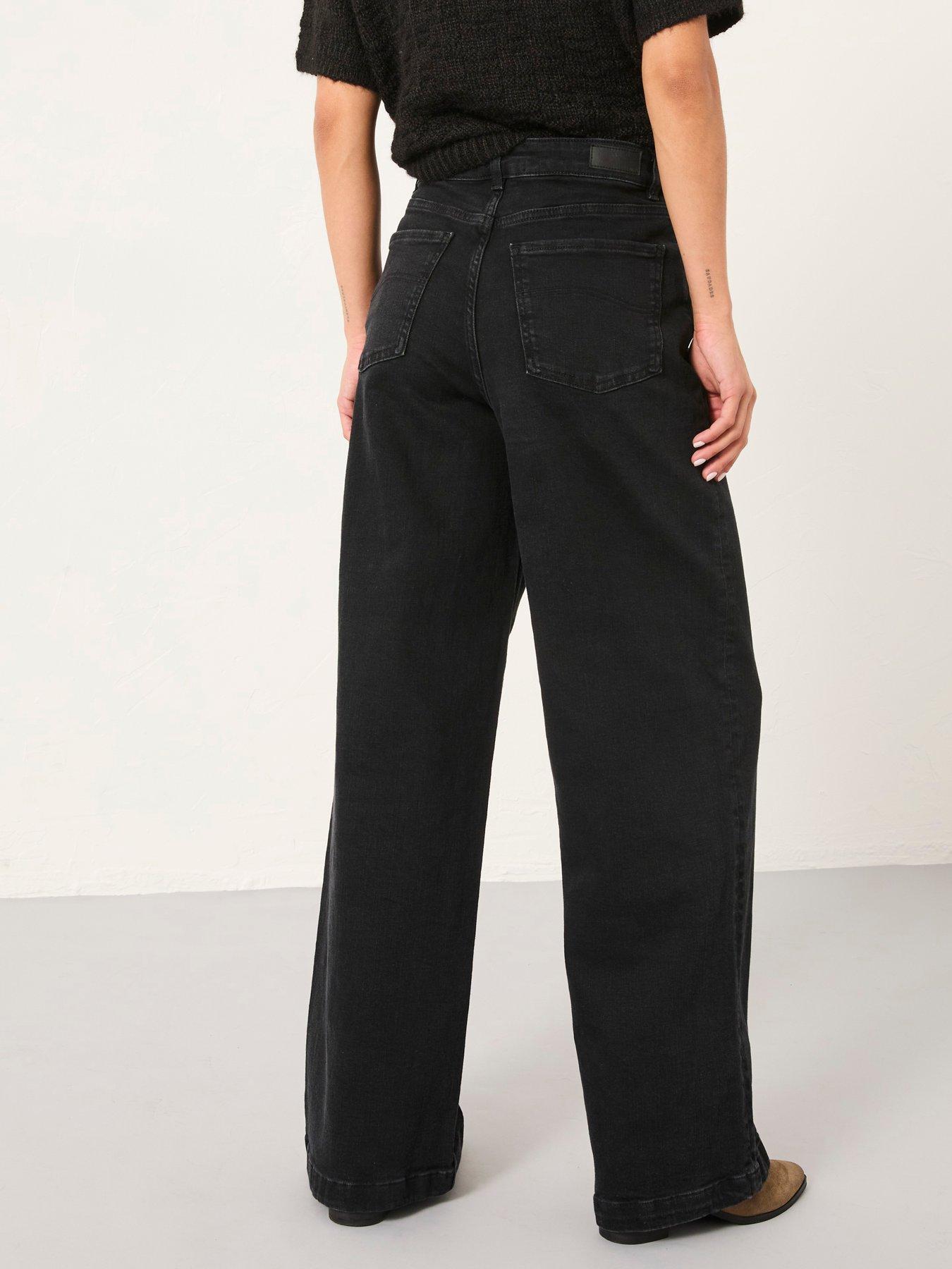 Image 2 of 6 of FatFace Welling Wide Leg Jean - Black