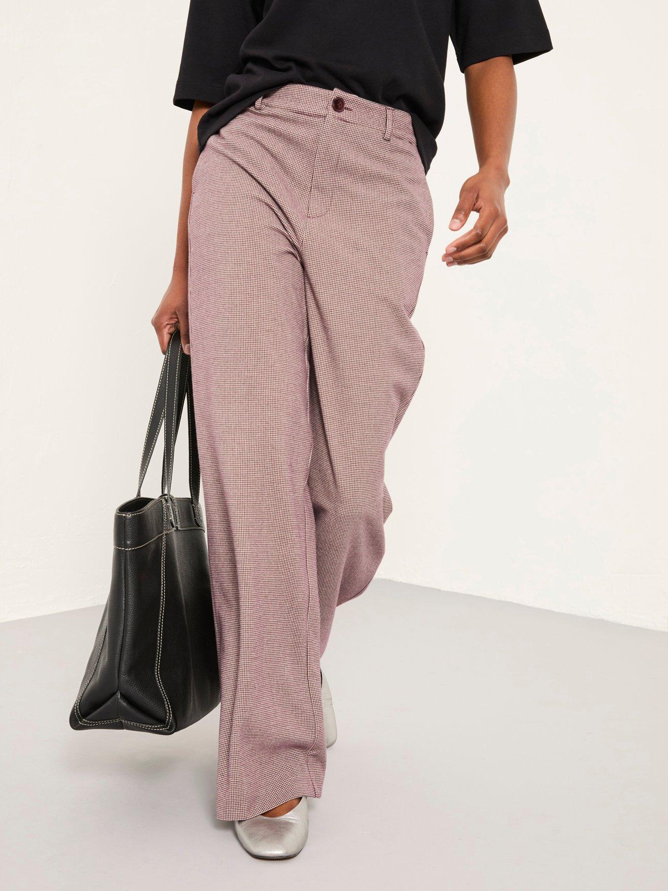 undefined Presley Dog Tooth Wide Leg Trouser - Brown