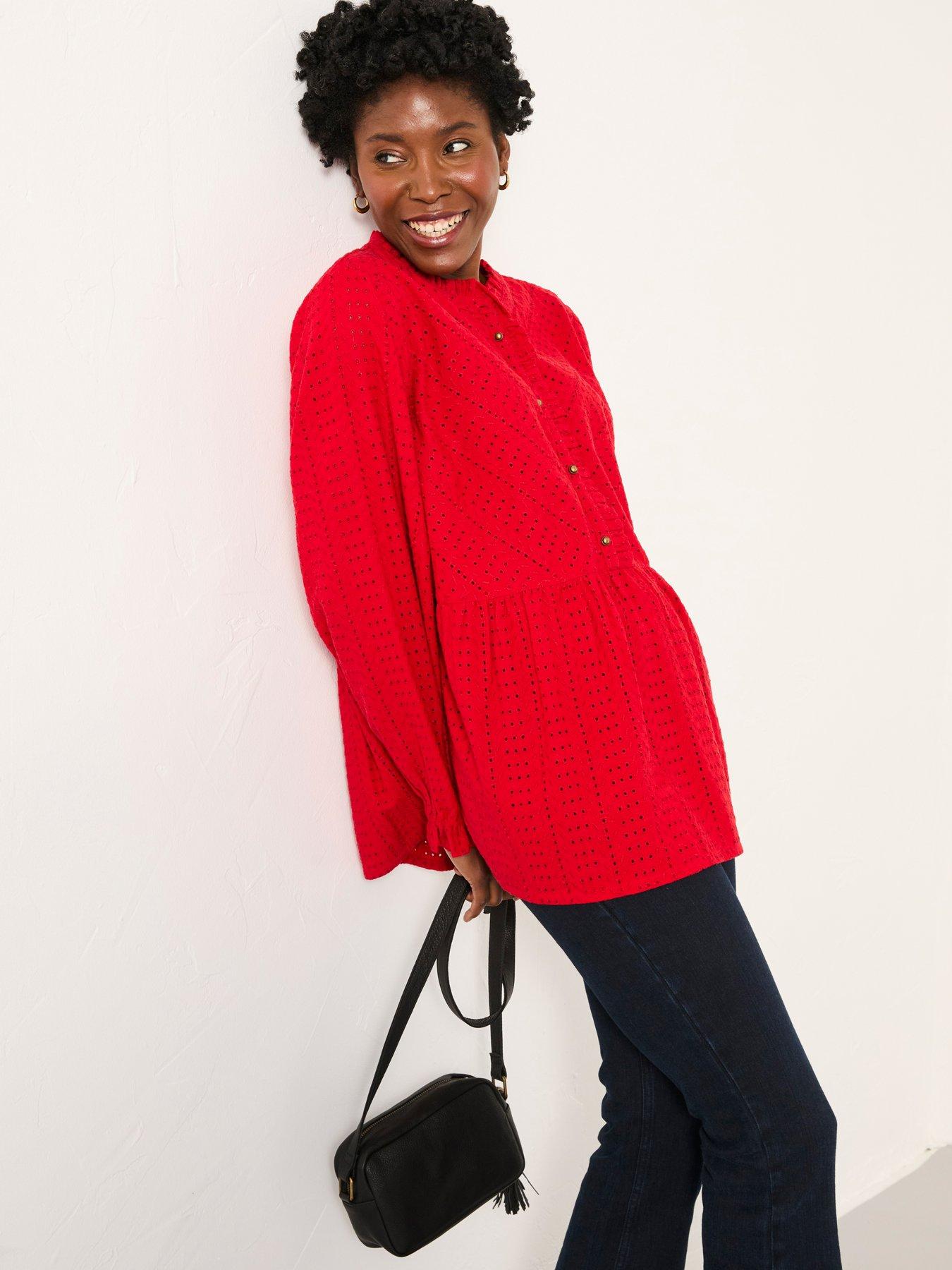 undefined Ina Broderie Blouse - Red