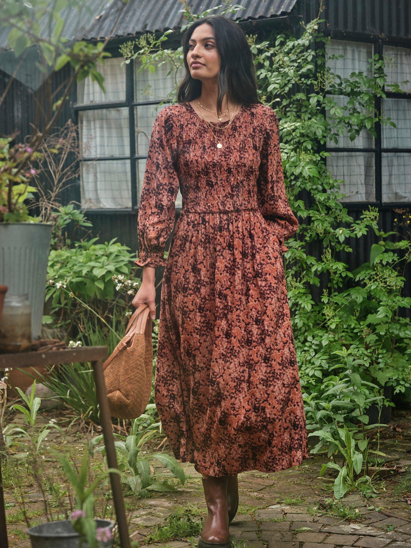 FatFace Mabel Vintage Midi Dress - Dusky Purple