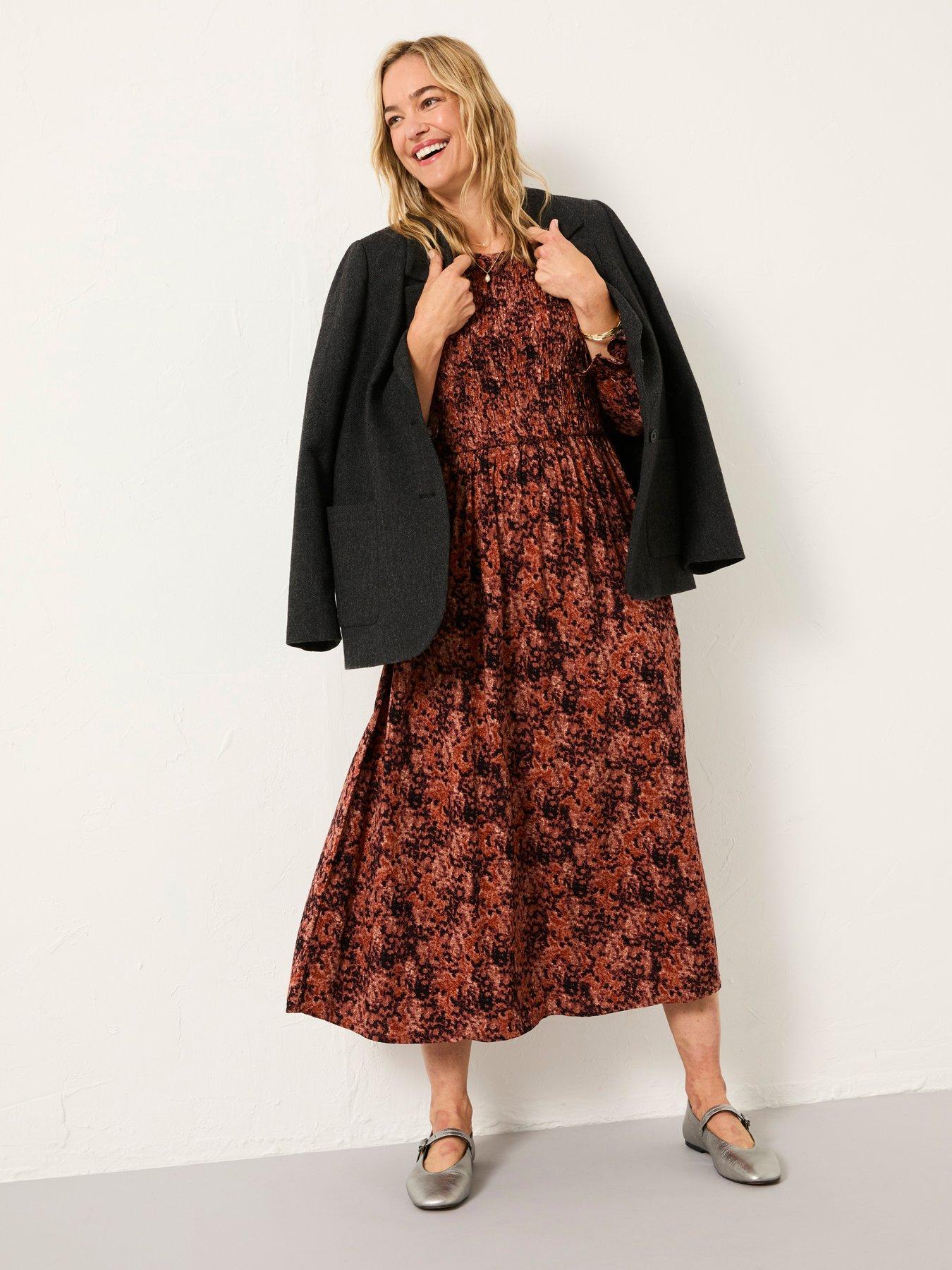  image of fatface-mabel-vintage-midi-dressnbsp--dusky-purple