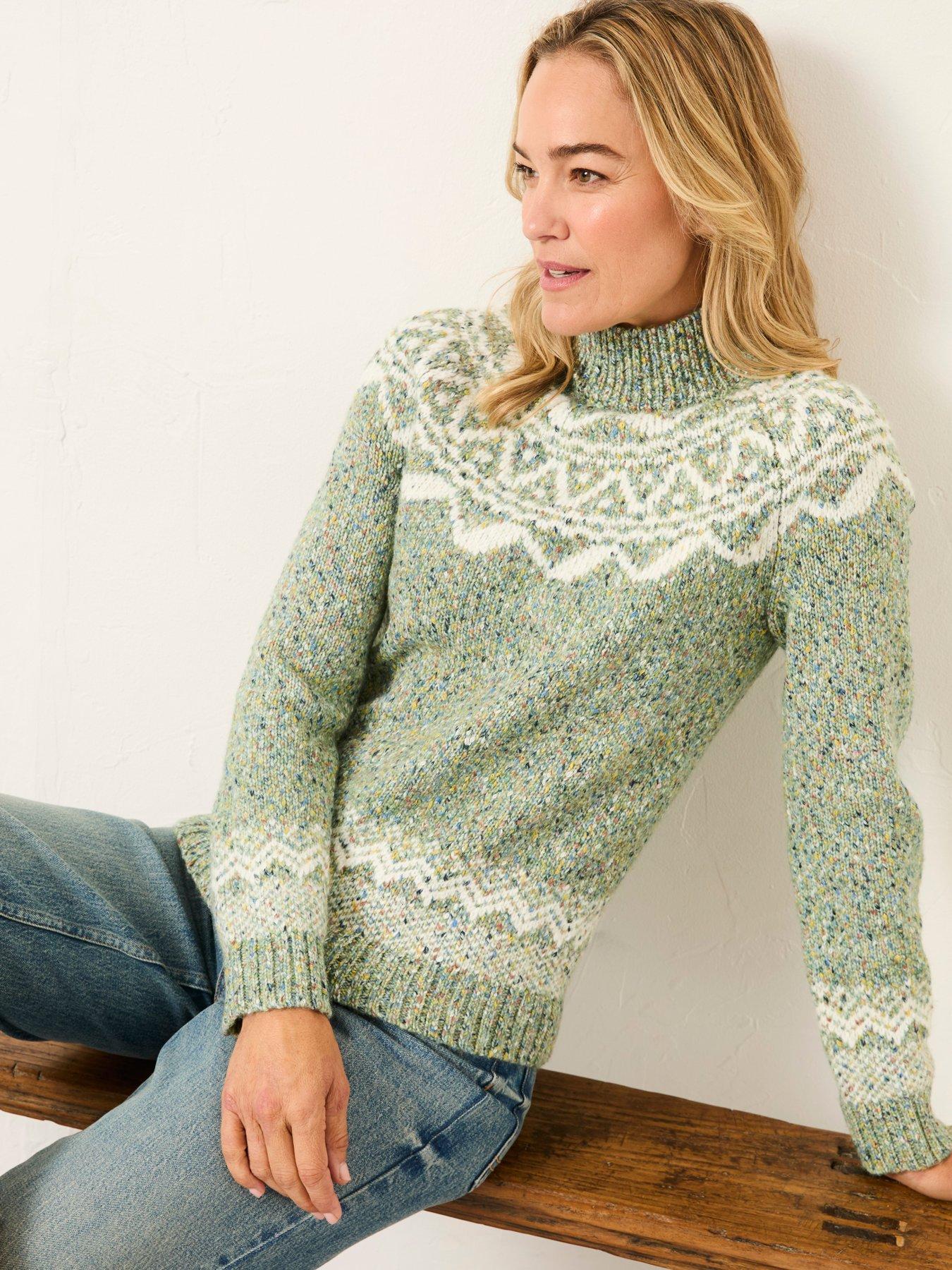  image of fatface-birch-fairisle-jumper-green