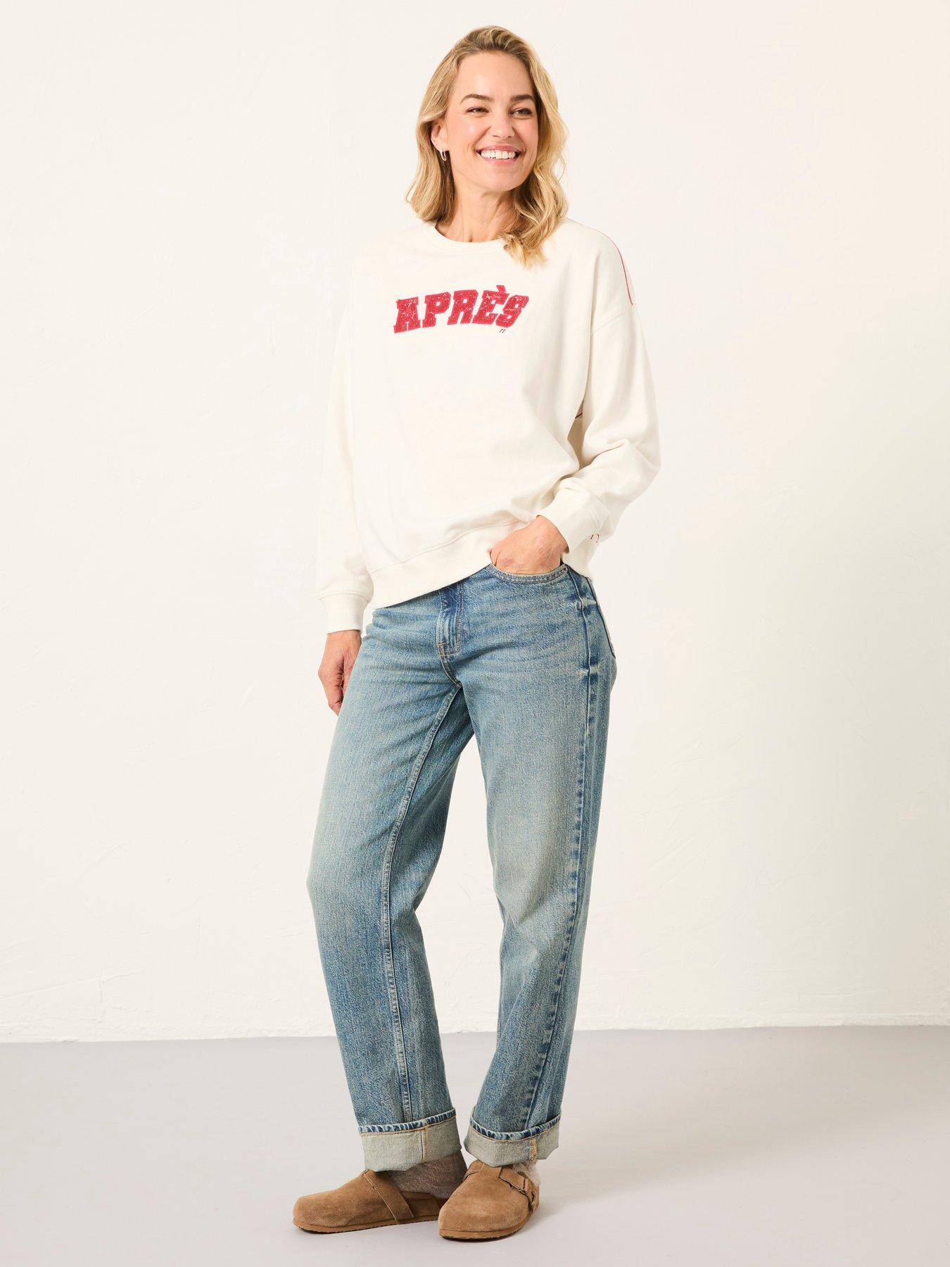  image of fatface-apres-crew-sweatshirt-white