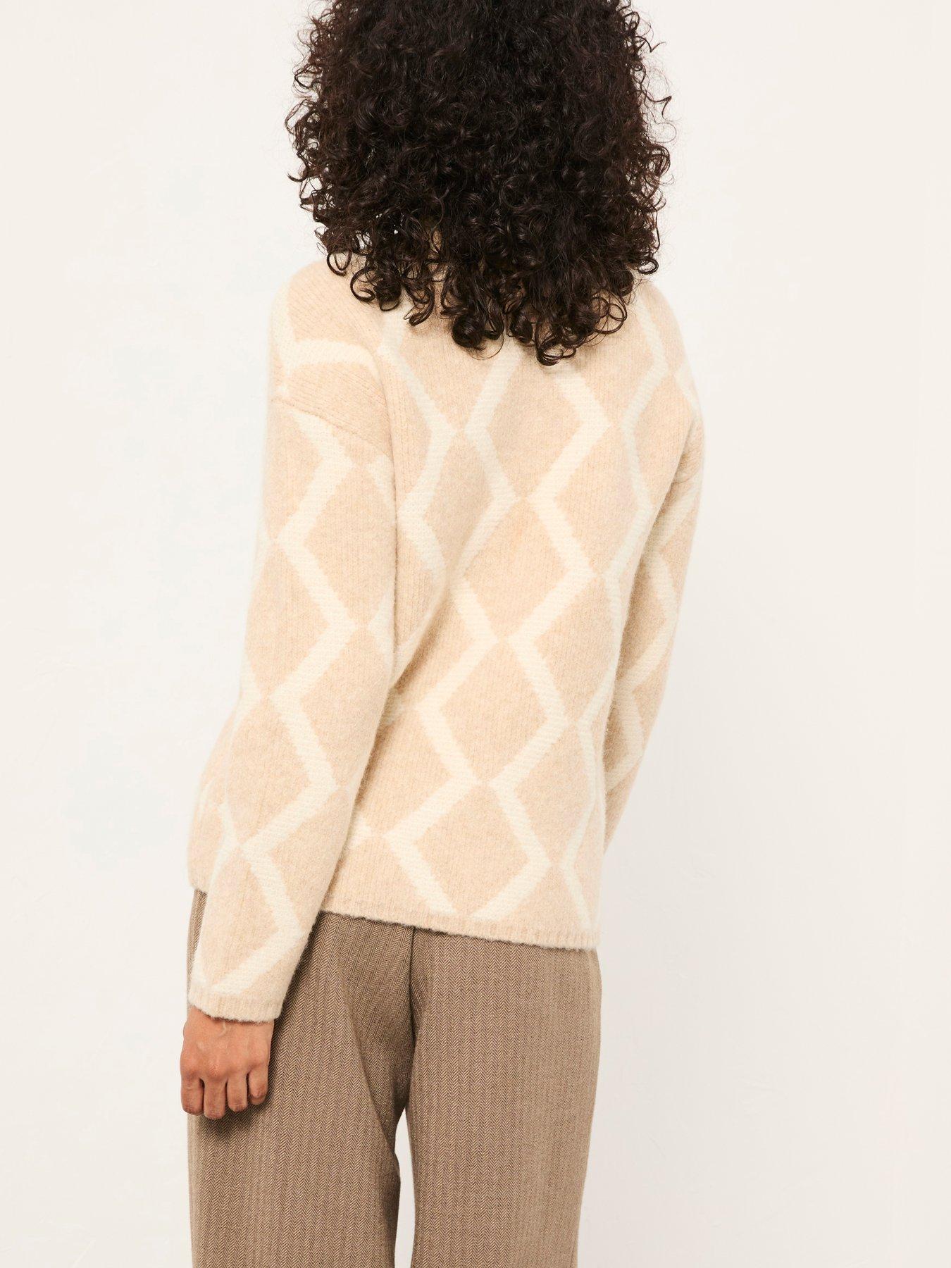  image of fatface-diamond-jumper-beige