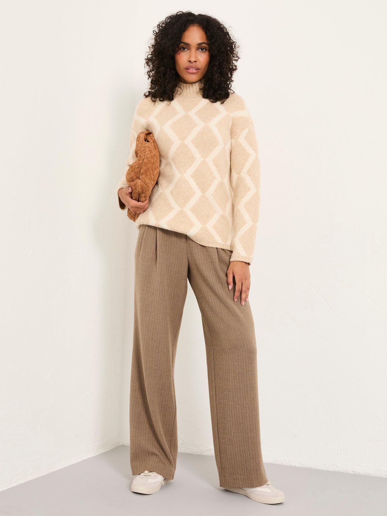  image of fatface-diamond-jumper-beige