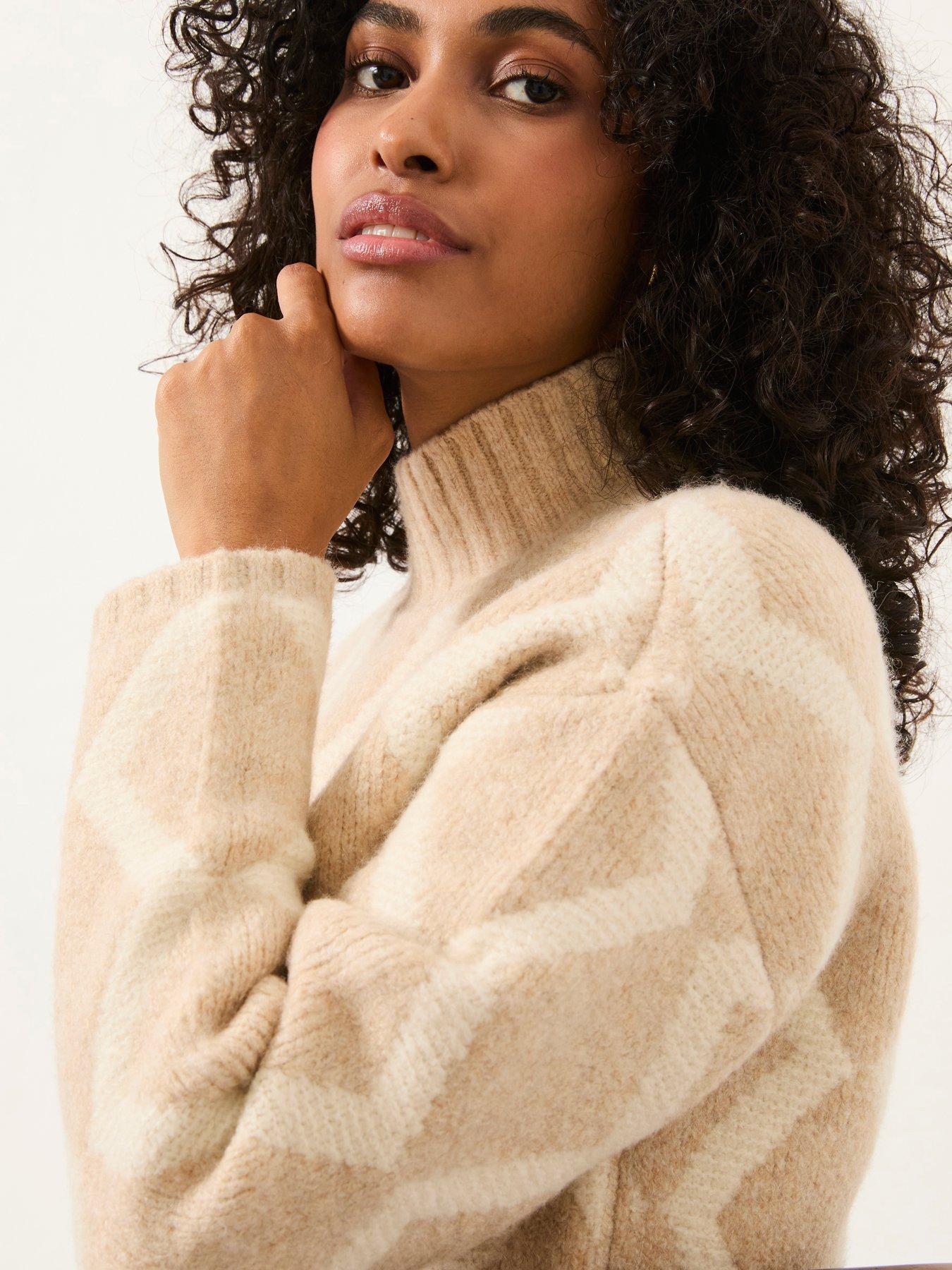  image of fatface-diamond-jumper-beige