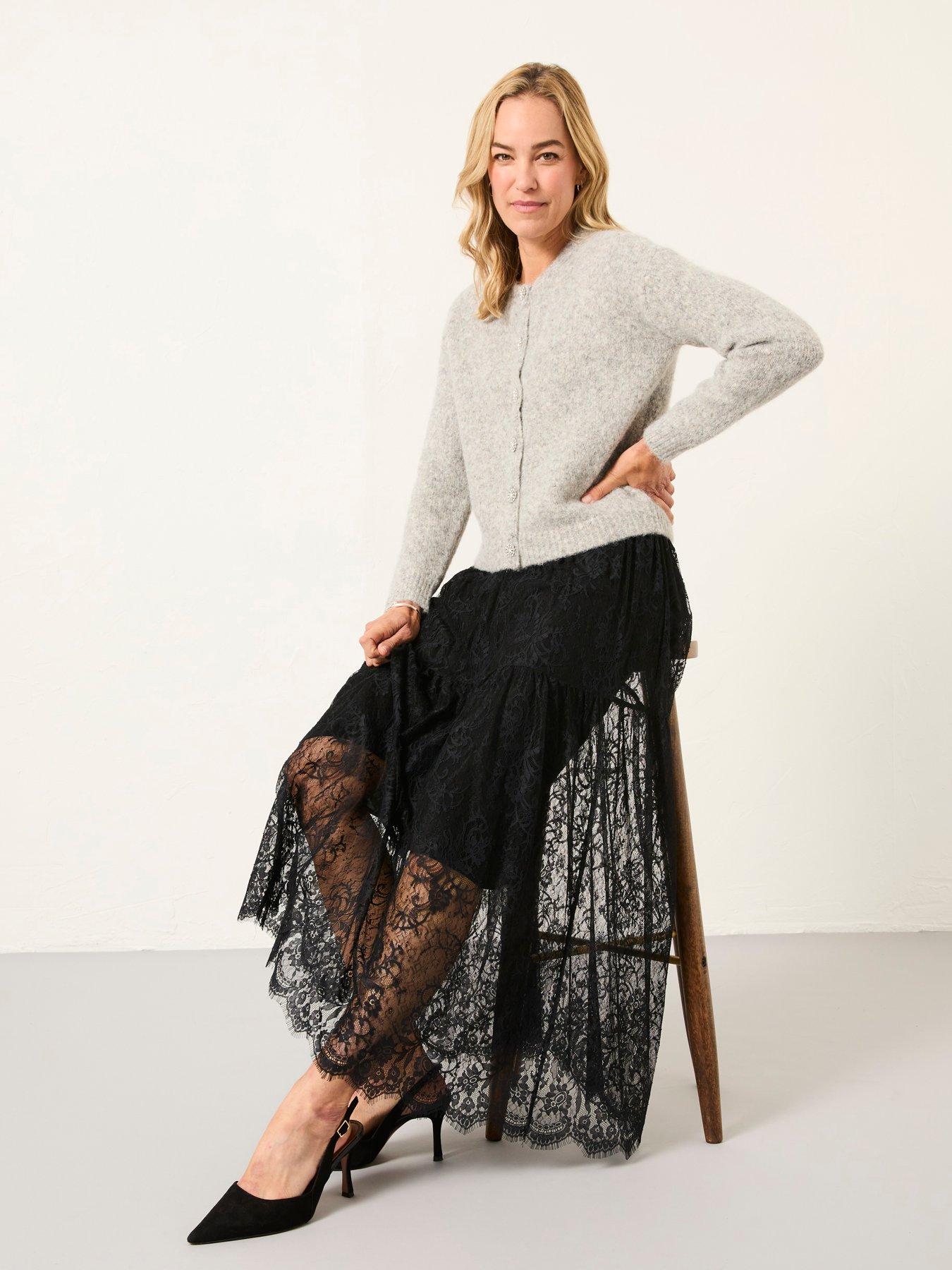  image of fatface-annie-lace-maxi-skirt-black
