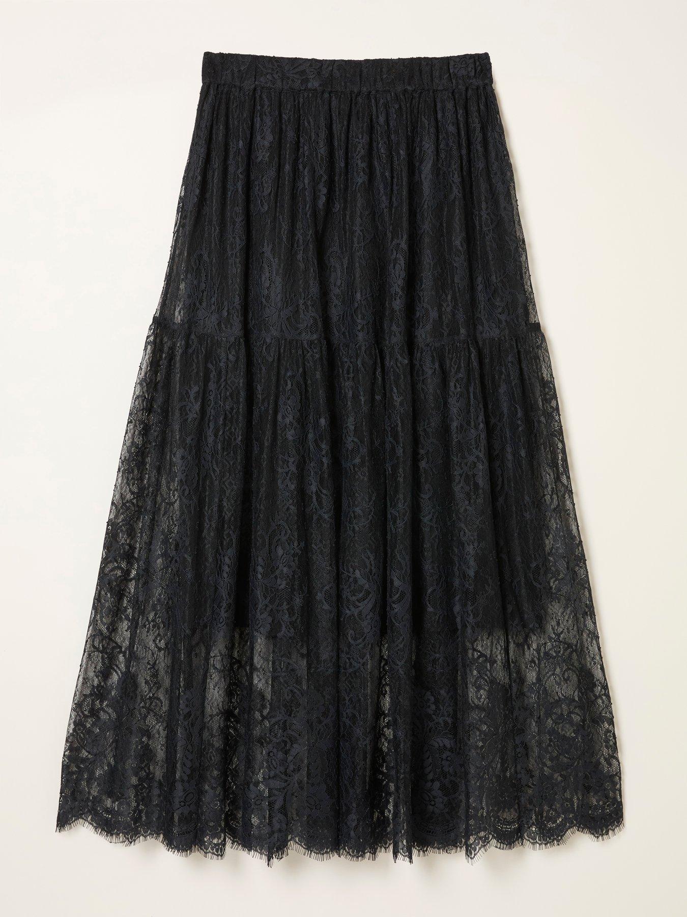  image of fatface-annie-lace-maxi-skirt-black