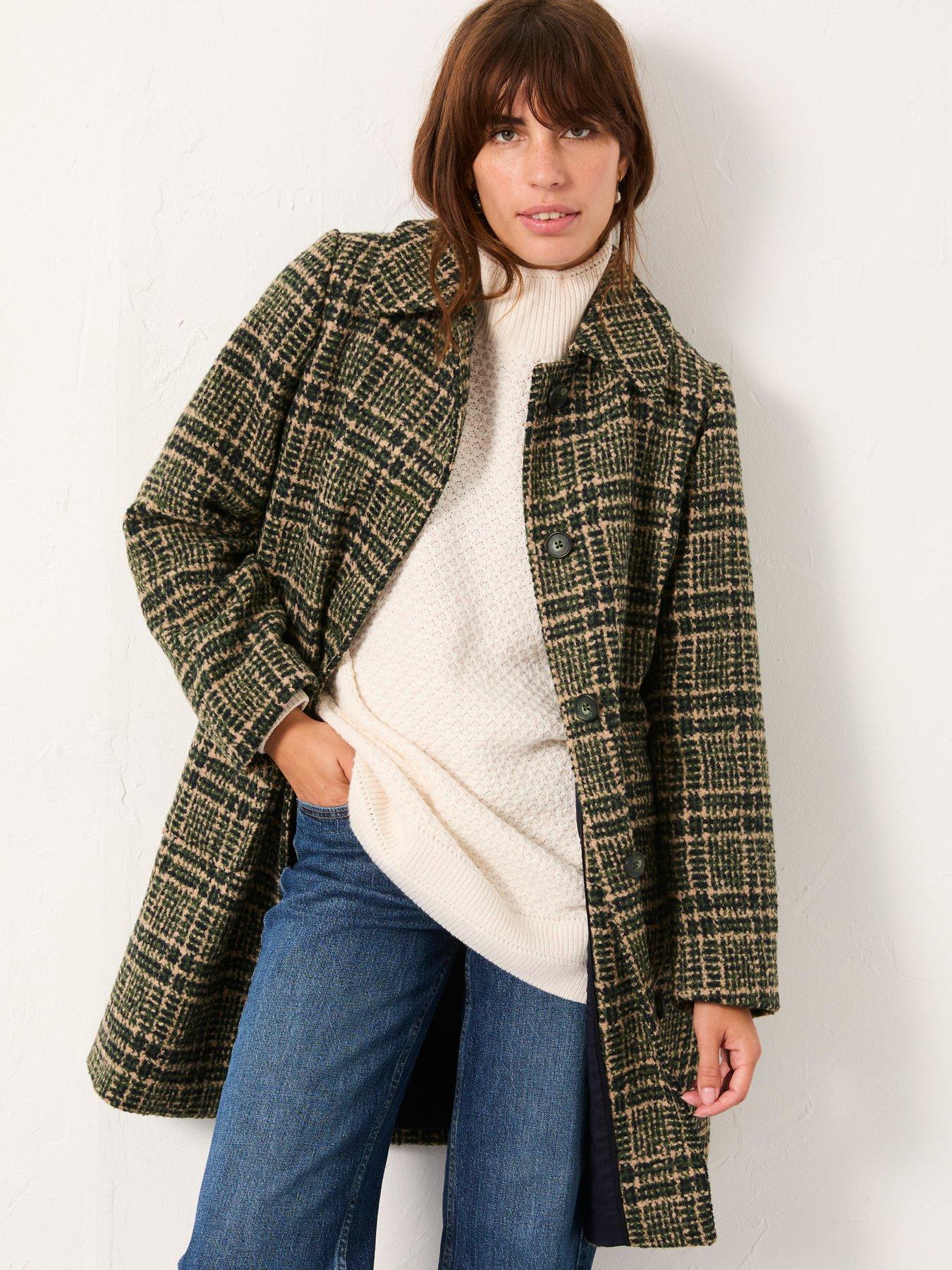 FatFace Jade Check Coat - Green