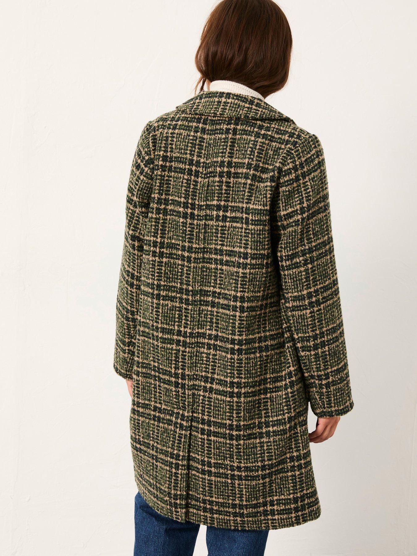 Image 2 of 6 of FatFace Jade Check Coat - Green