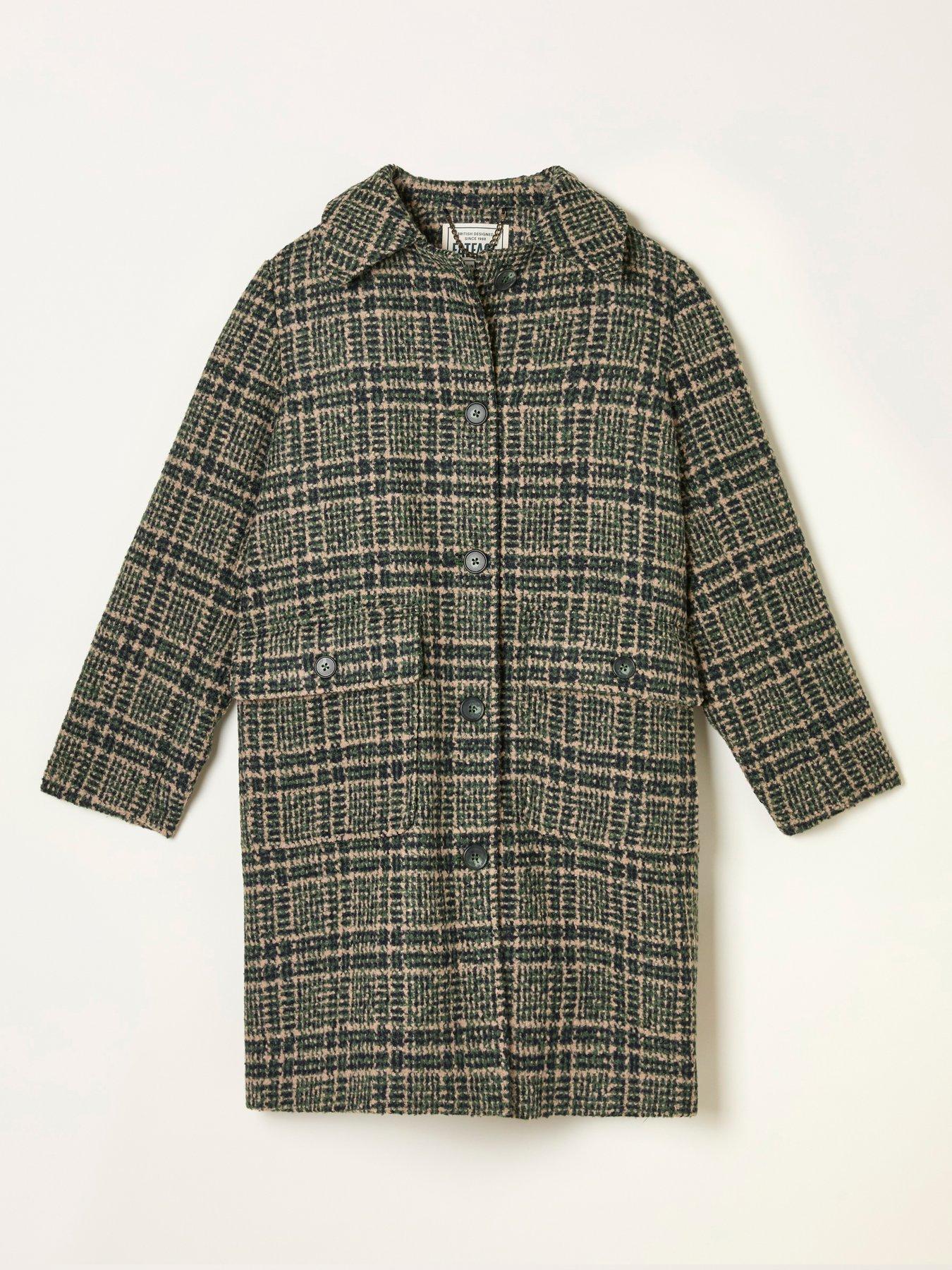 Image 6 of 6 of FatFace Jade Check Coat - Green