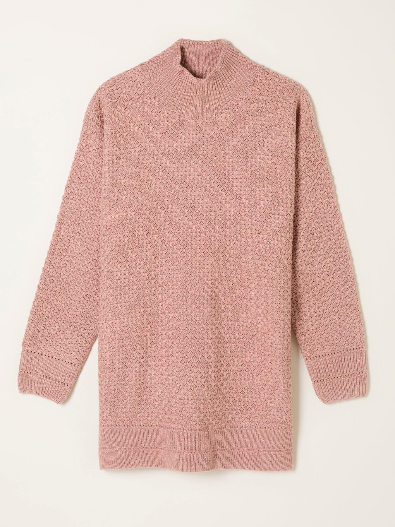 Image 5 of 5 of FatFace Blair Long Line Knit Jumper - Pink