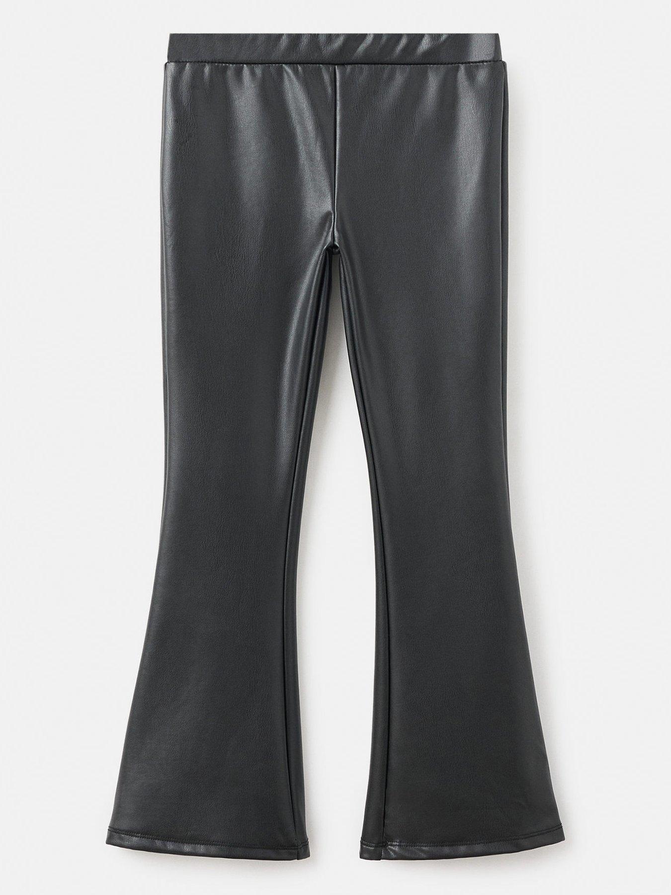 Mango Girls PU Flared Leggings - Black