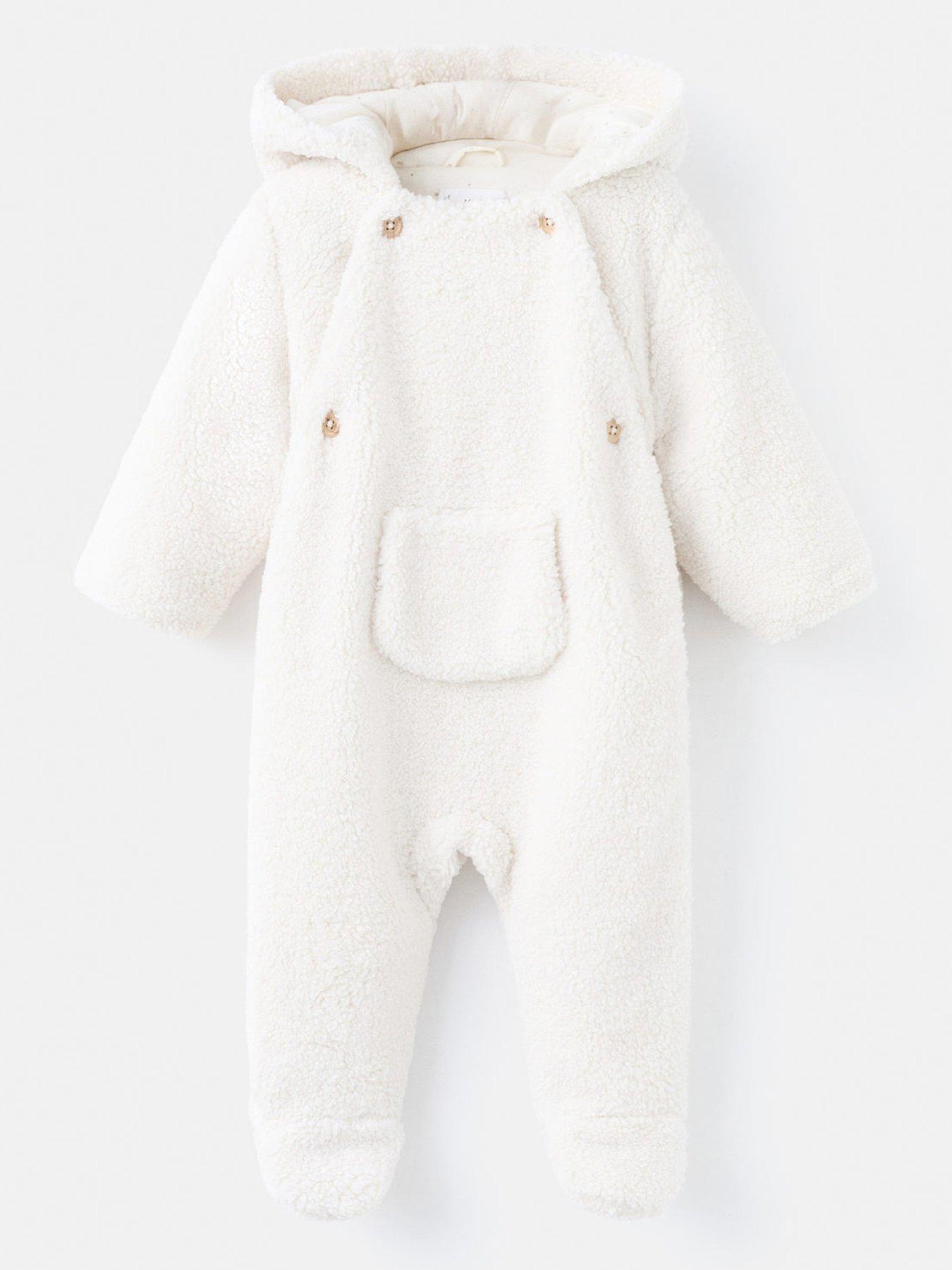 Image 1 of 4 of Mango Baby Unisex Borg Pramsuit - Cream