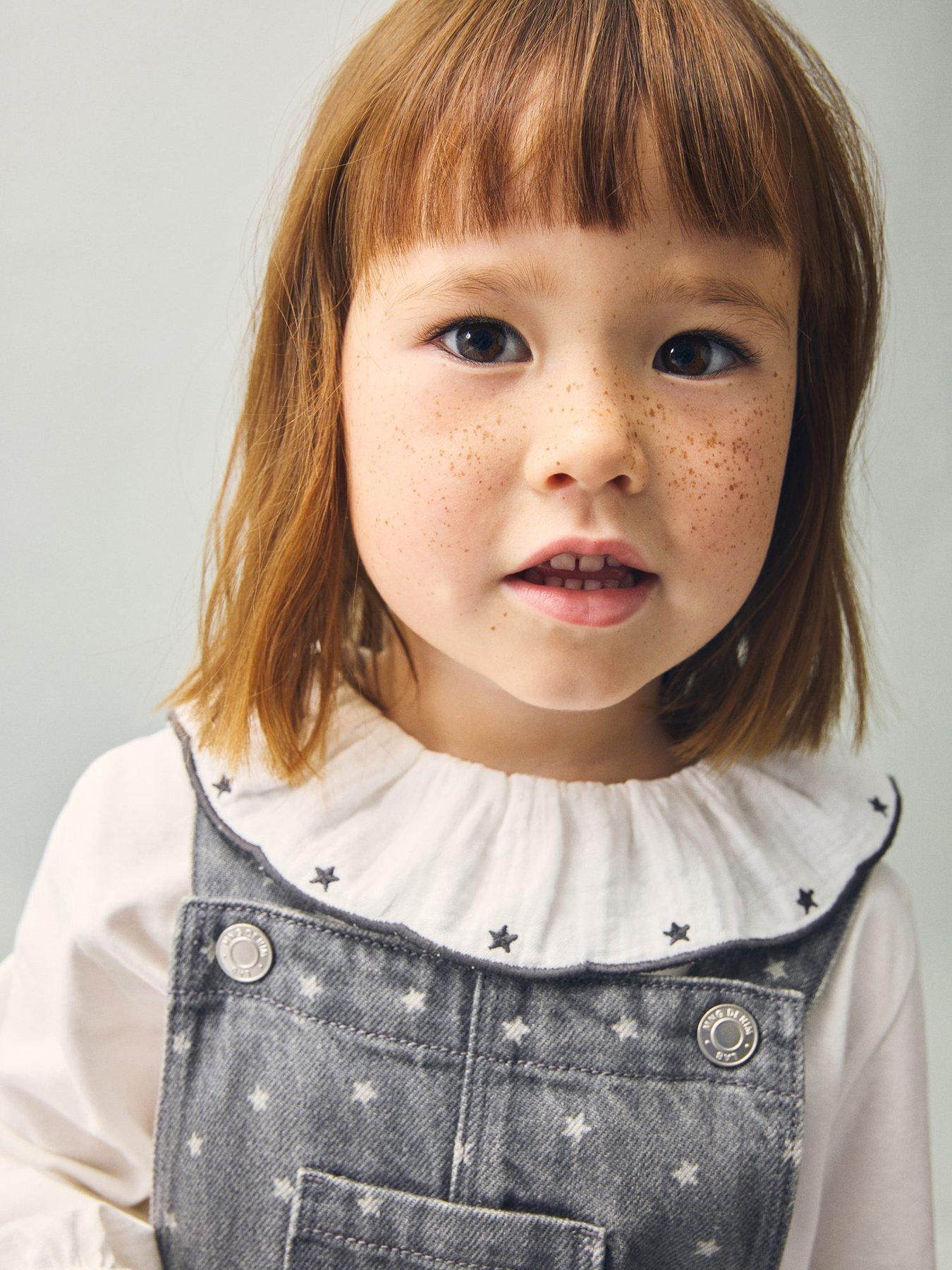 Image 1 of 5 of Mango Younger Girls Collar Detail Long Sleeve T-Shirt - Light Cream