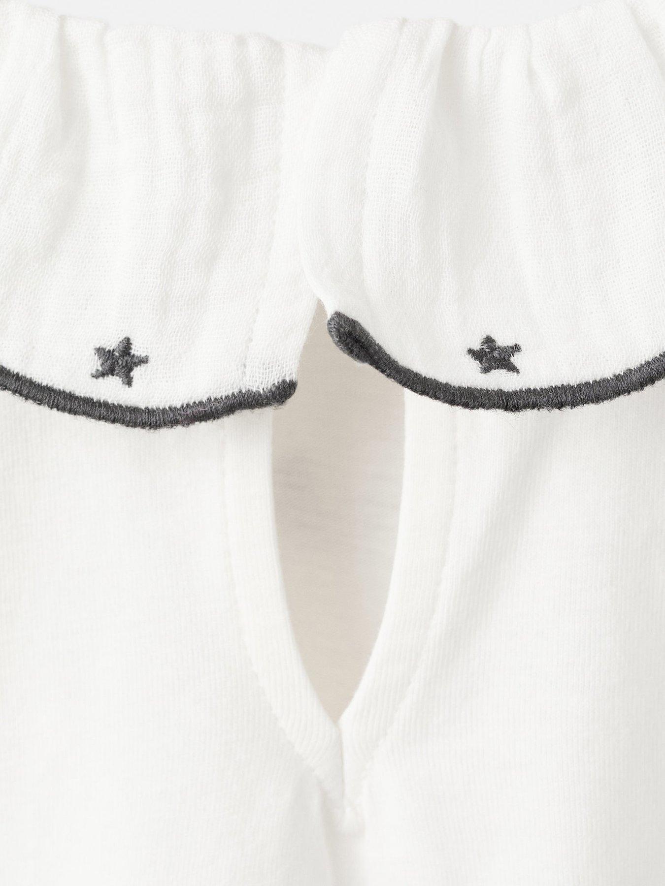 Image 5 of 5 of Mango Younger Girls Collar Detail Long Sleeve T-Shirt - Light Cream