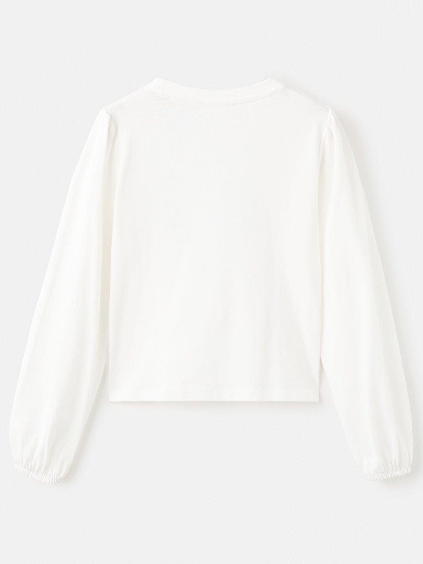 Image 2 of 4 of Mango Girls Sausage Dog Christmas Long Sleeve T-shirt - Light Cream