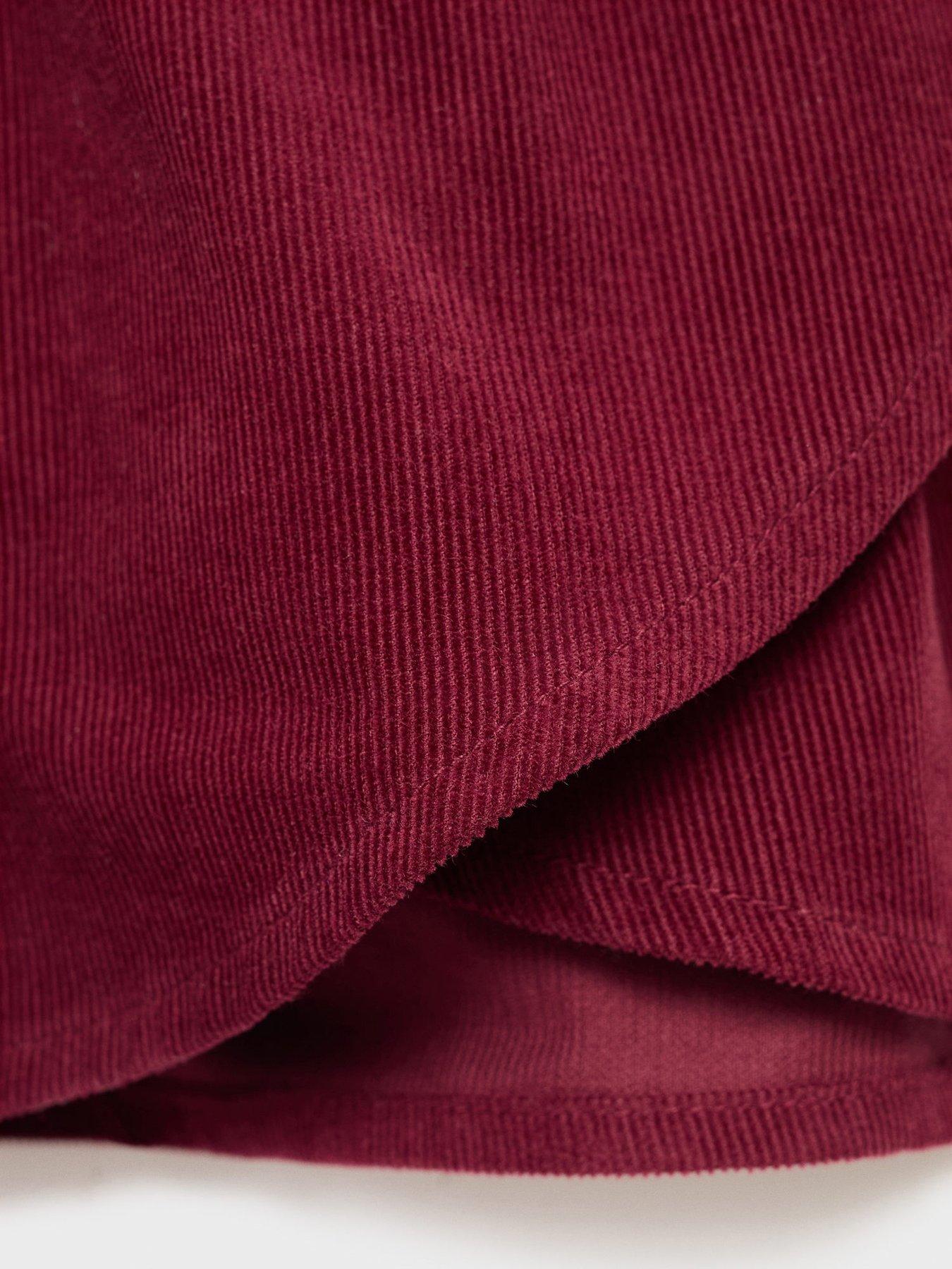 Image 4 of 5 of Mango Younger Girls Cord Wrap Over Skirt - Dark Red