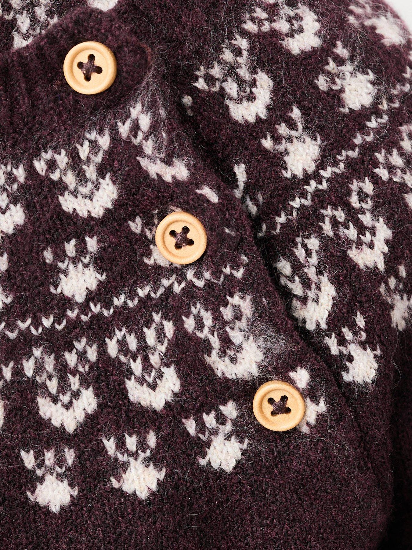  image of mango-baby-unisex-fairisle-knitted-co-ord-jumper-dark-red