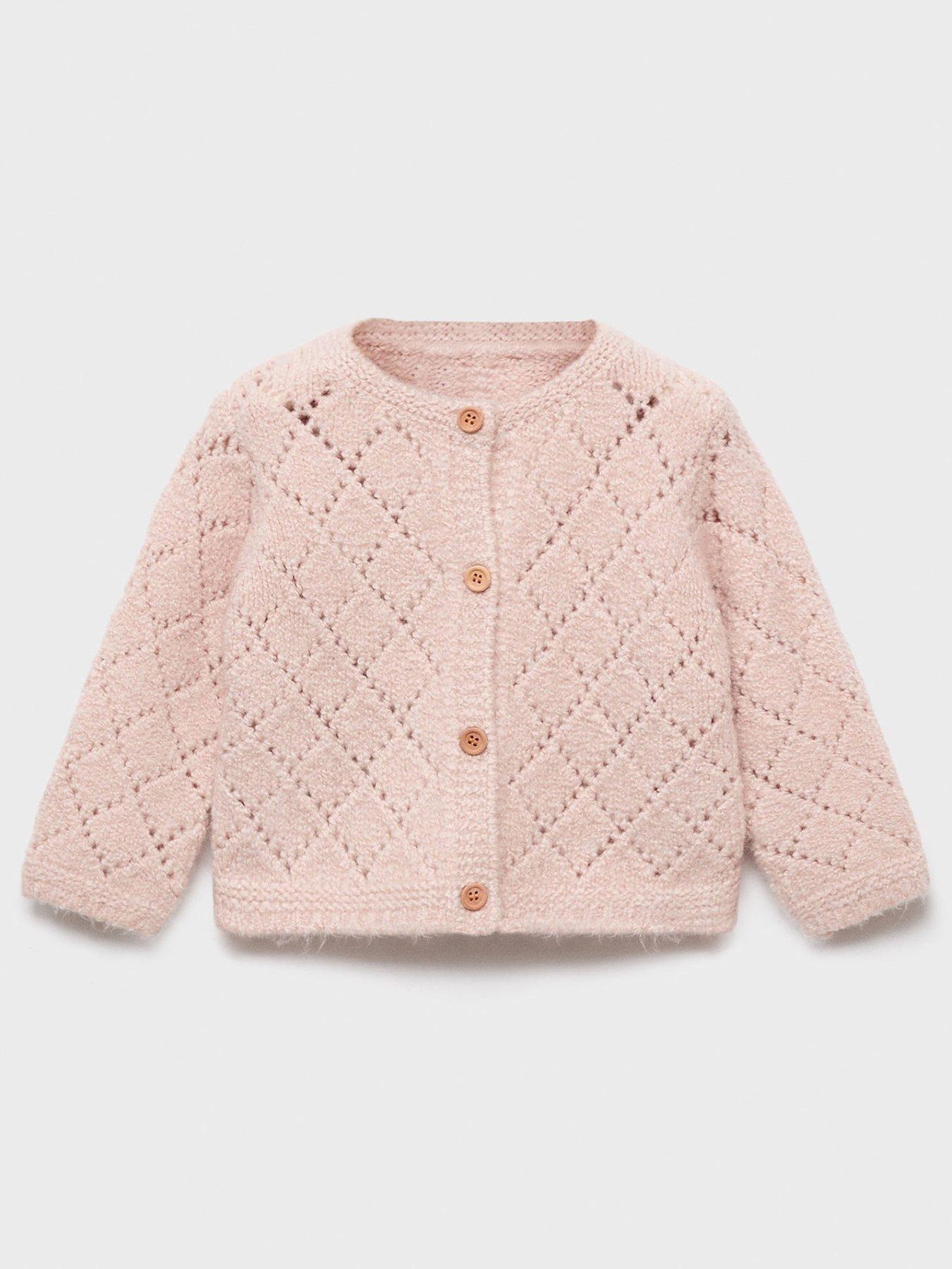 Mango Baby Girls Pointelle Knitted Cardigan - Light Pink