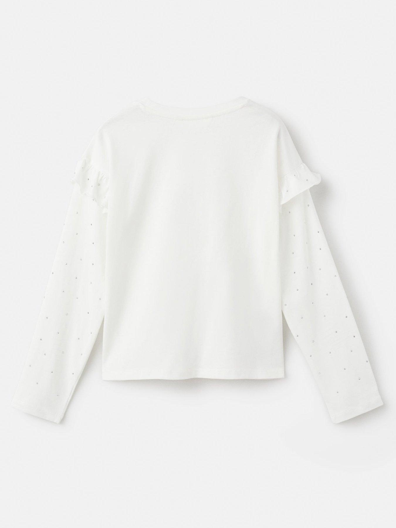 back image of mango-girls-rhinestone-long-sleeve-t-shirt-white