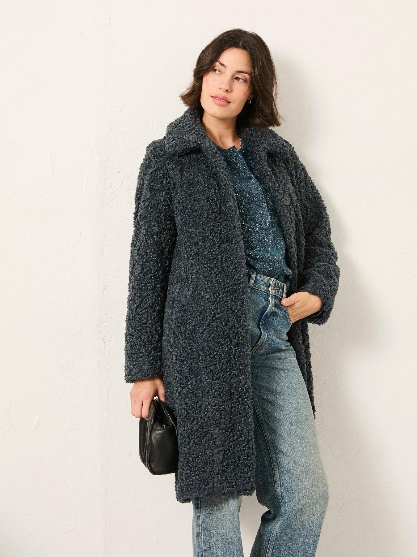 FatFace Bianca Teddy Coat - Grey