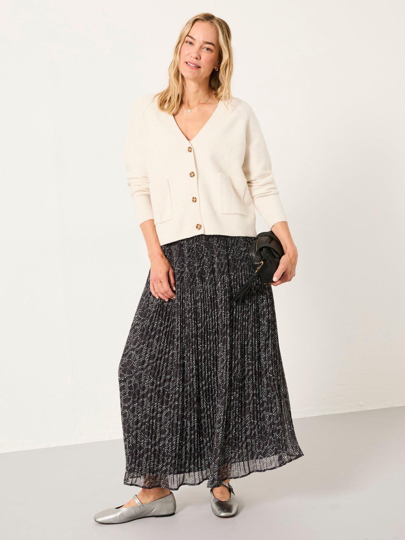 Image 1 of 6 of FatFace Paignton Floral Midi Skirt - Graphite Grey