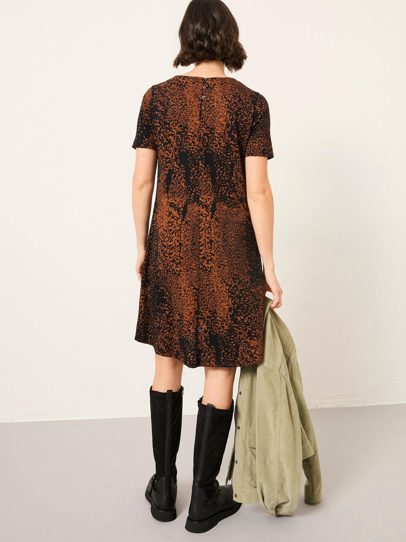 Image 2 of 5 of FatFace Simone Animal Dress - Black