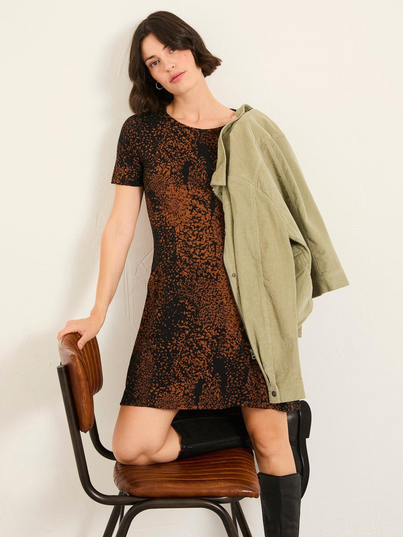 Image 3 of 5 of FatFace Simone Animal Dress - Black