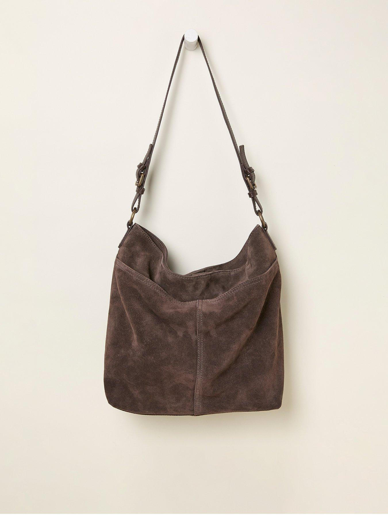 undefined Molly Suede Buckle Bag - Chocolate Brown